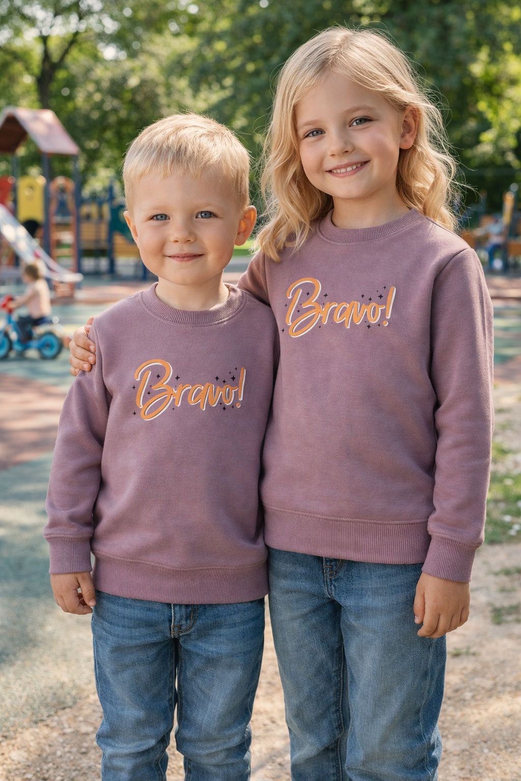 Kids Winter Sweatshirts Bravo Design Mouve Color for Boy and Girl