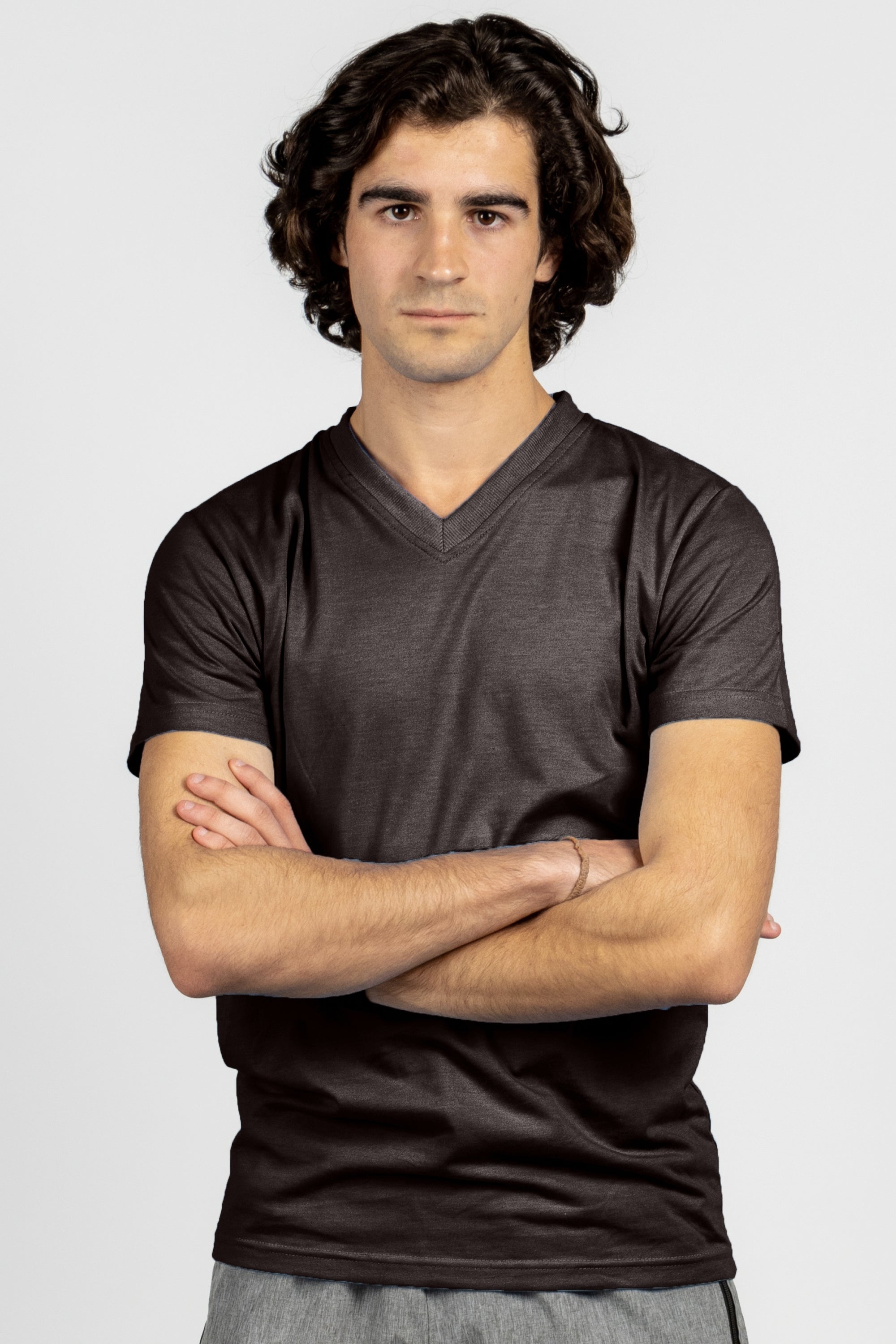 Charcoal V Neck Short Sleeve T-Shirts | Comfortable Half Sleeves V-Neck Shirts