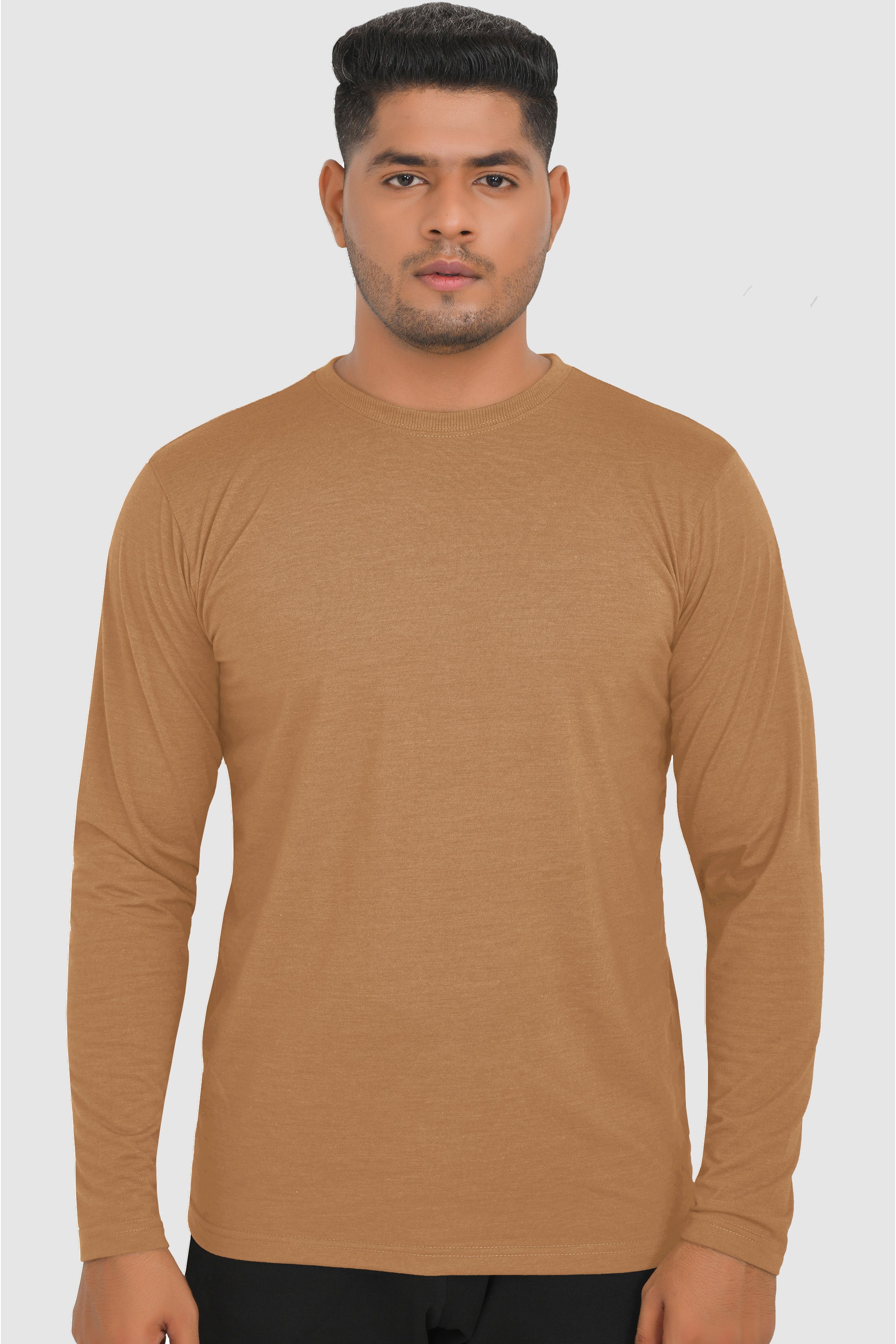 Full Sleeves T-Shirts | Mustard Round Neck Full Sleeves Shirt