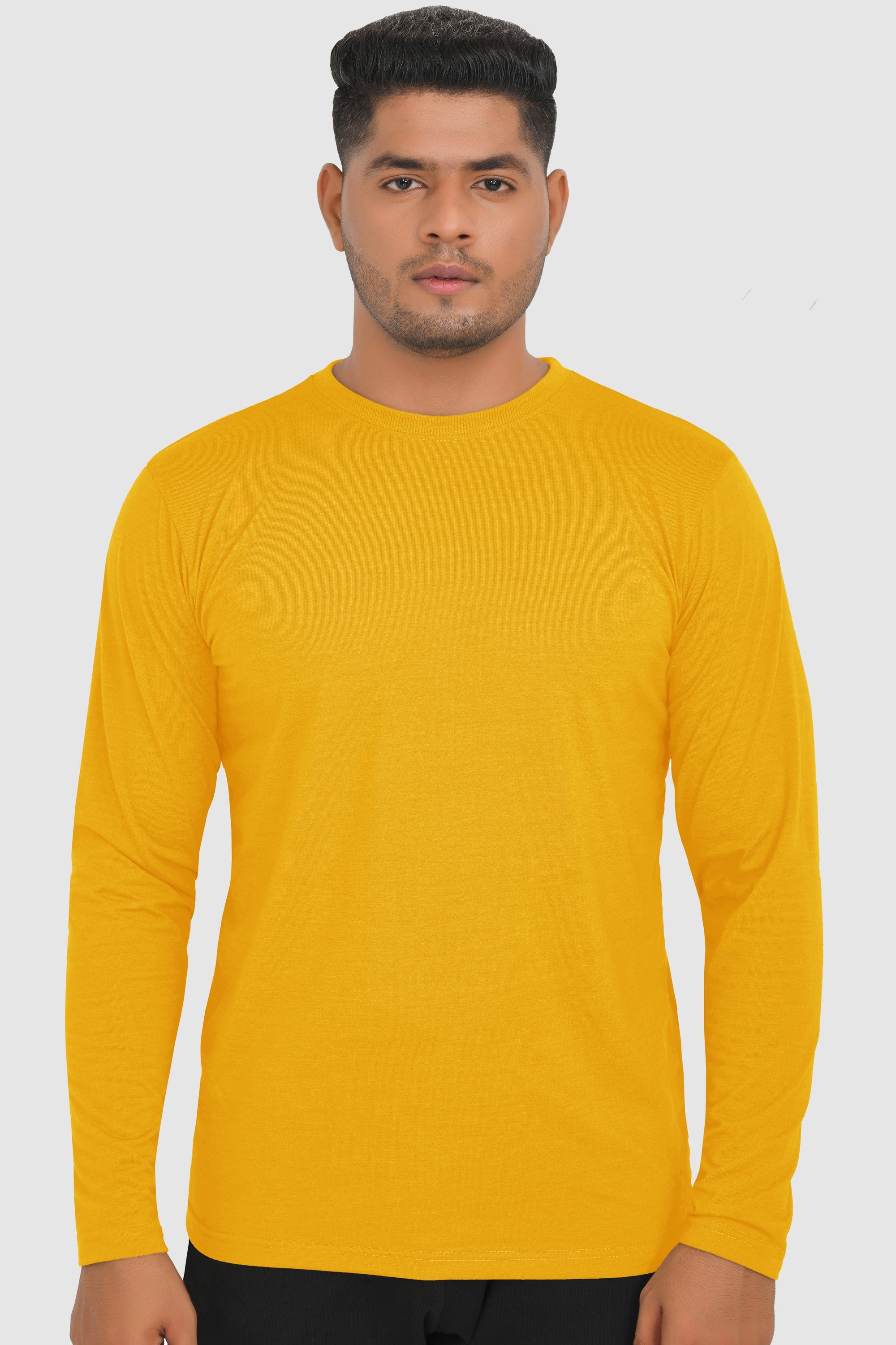 Full Sleeves T-Shirts | Yellow Round Neck Full Sleeves Shirt
