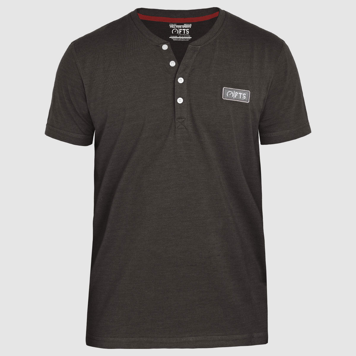 Henley Shirts | Charcoal Short Sleeves Henley T-Shirt