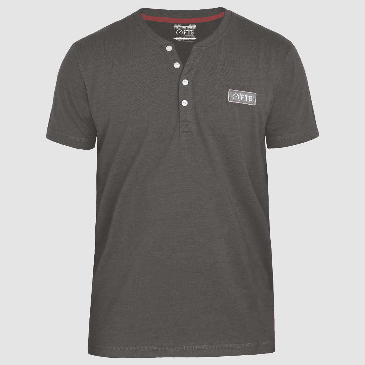 Henley Shirts | Dark Grey Short Sleeves Henley T-Shirt