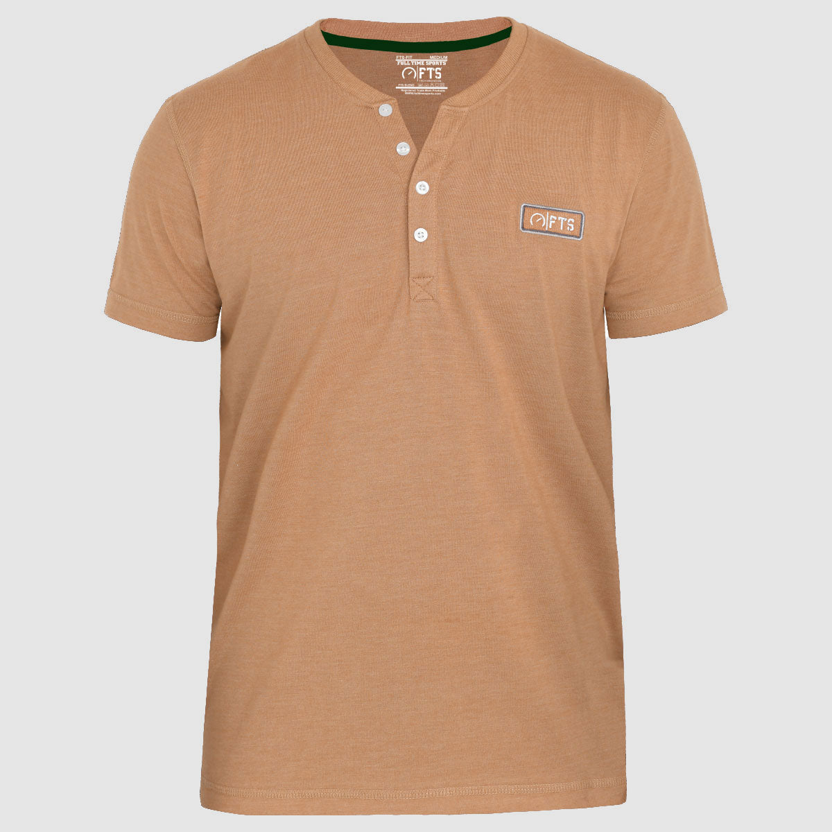 Henley Shirts | Tan Short Sleeves Henley T-Shirt