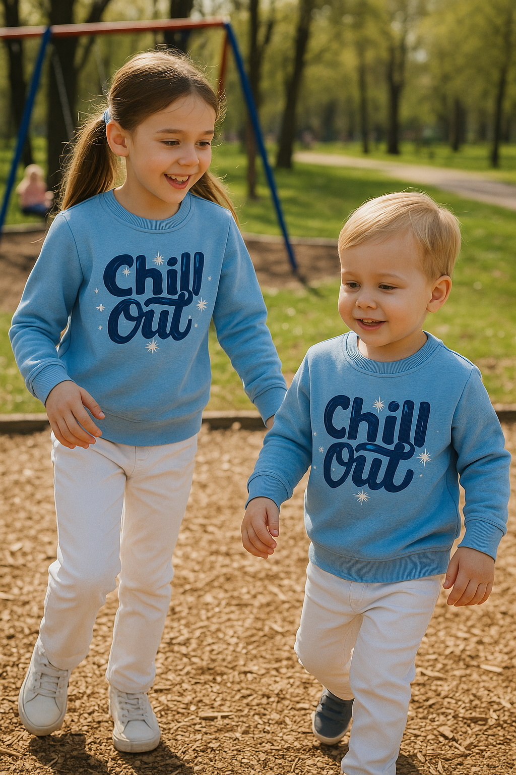 Kids Winter Sweatshirts Chill Design Lite Blue Color for Boy and Girl