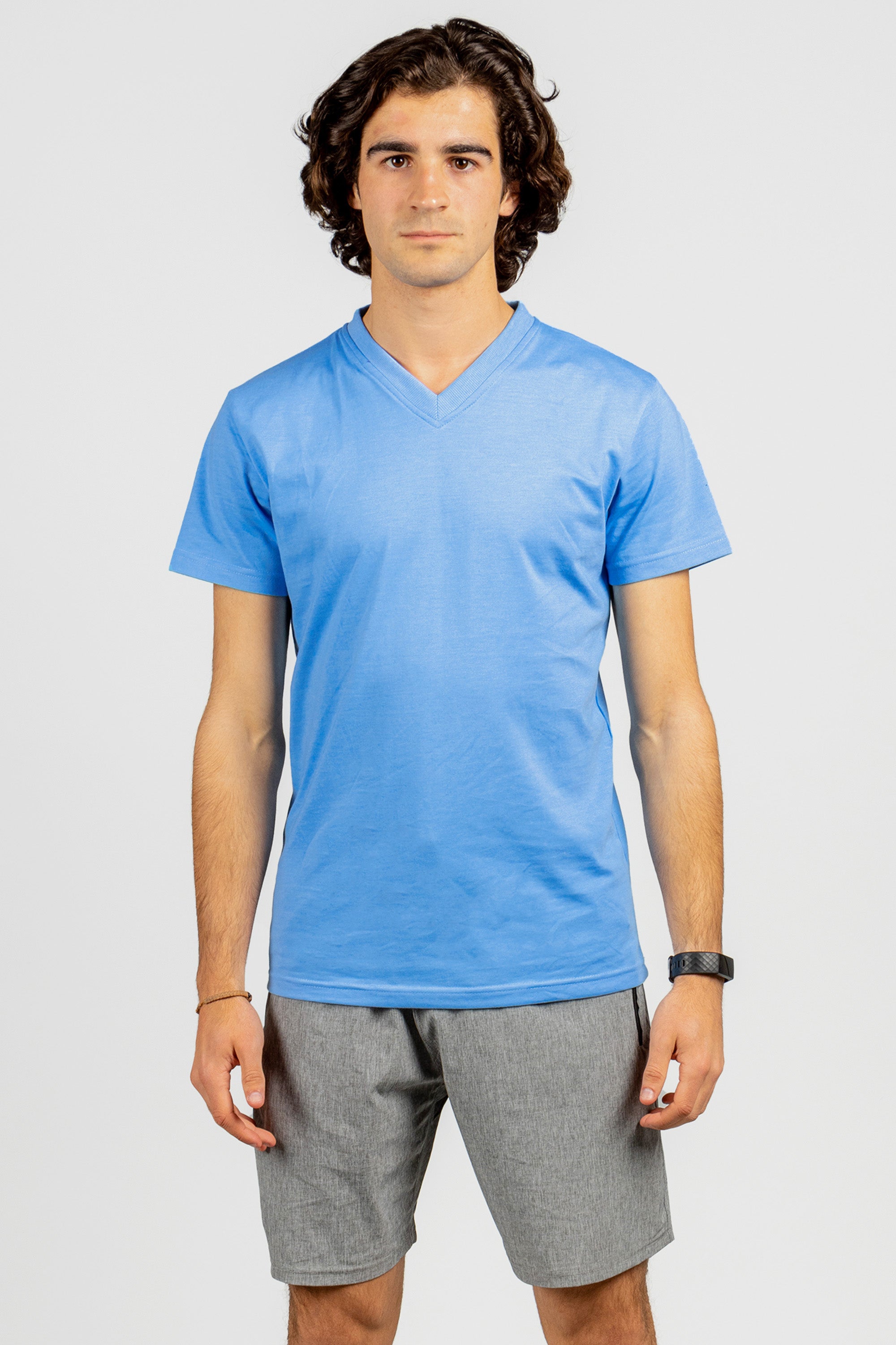 Lite Blue V Neck Short Sleeve T-Shirts | Comfortable Half Sleeves V-Neck Shirts