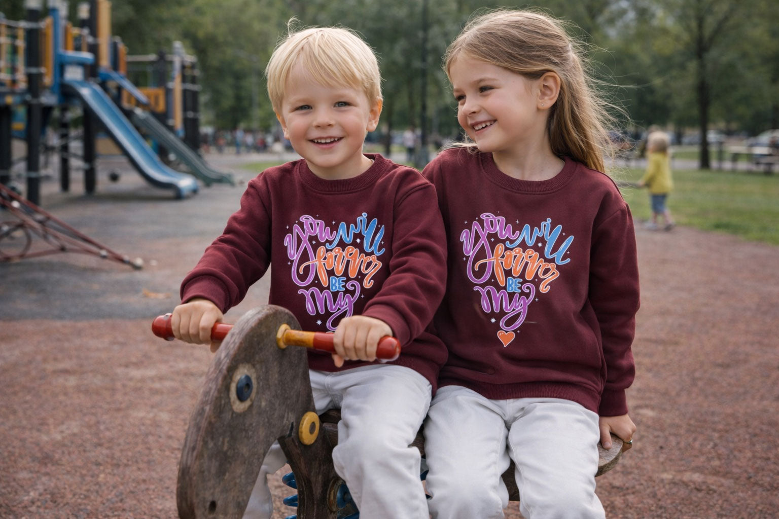 Kids Winter Sweatshirts You Will Forever Design Maroon Color for Boy and Girl