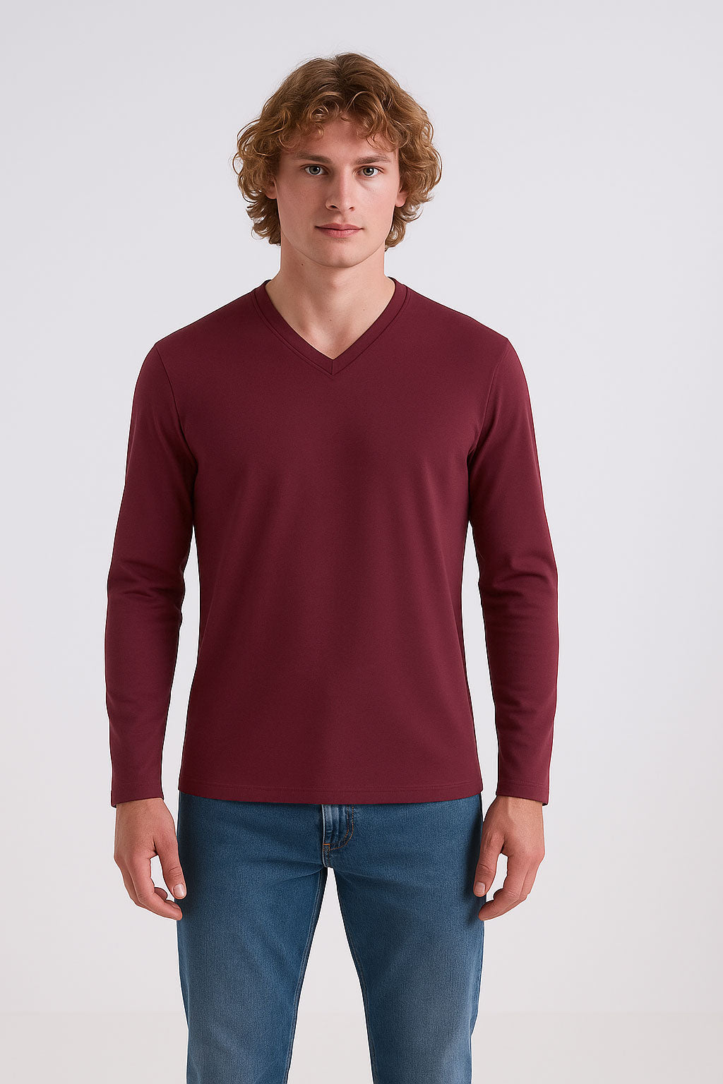 V-Neck Full Sleeve Shirt | Maroon V Neck T-Shirts