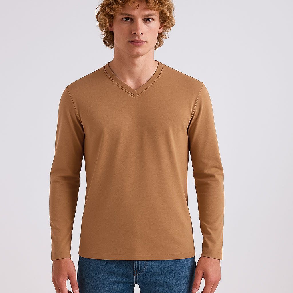 V-Neck Full Sleeve Shirt | Mustard V Neck T-Shirts