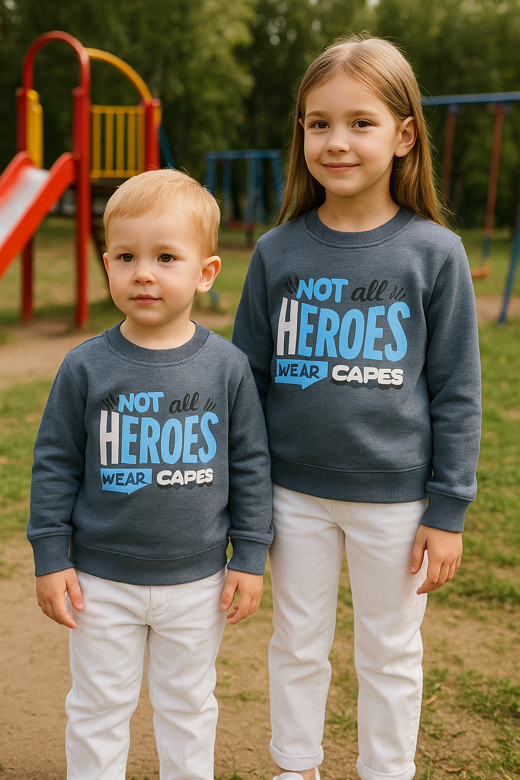 Kids Winter Sweatshirt – Heroes Design Petrol Color for Boy and Girl