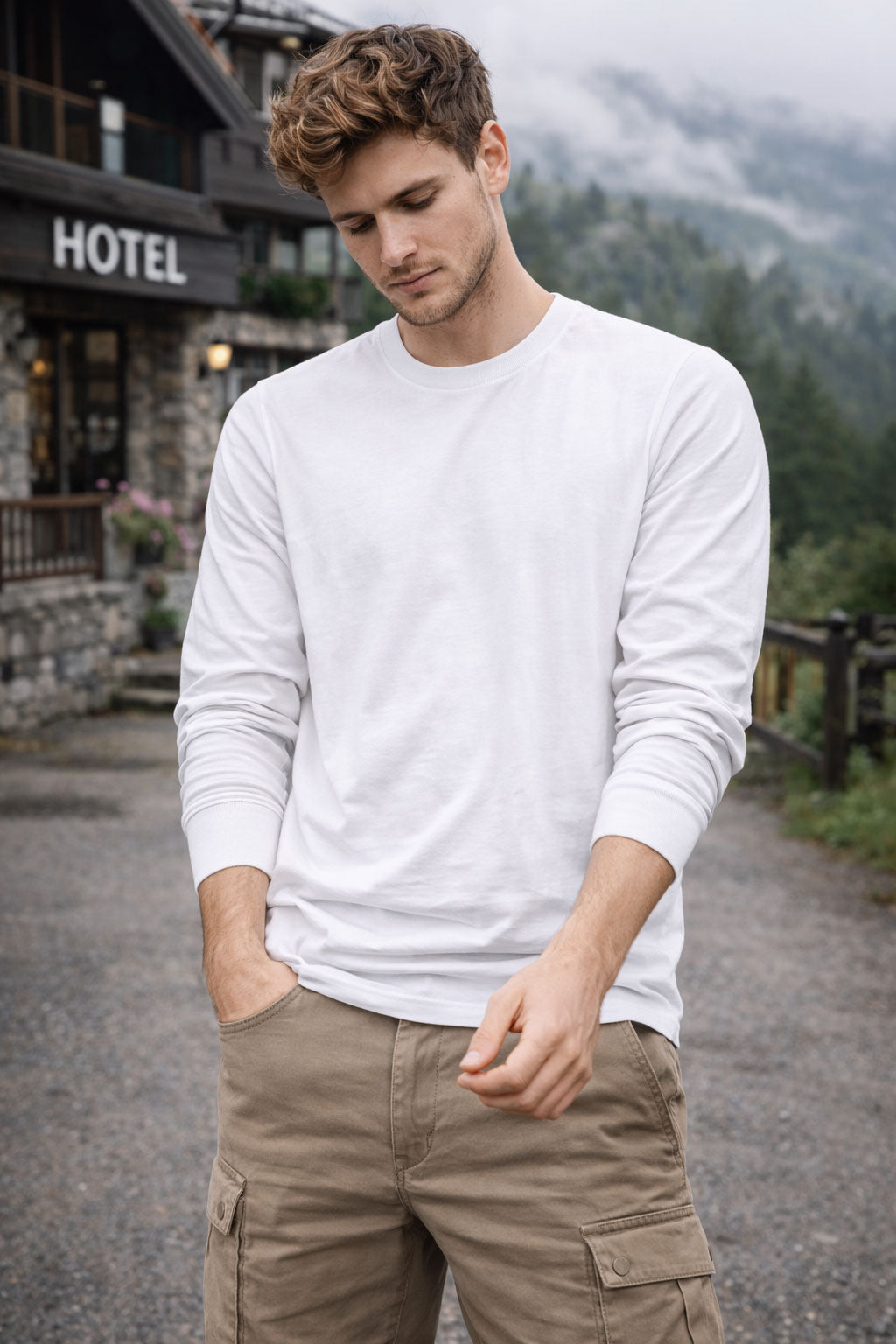 White Full Sleeve T-Shirt for Men and Women Premium Ribbed Cuffs