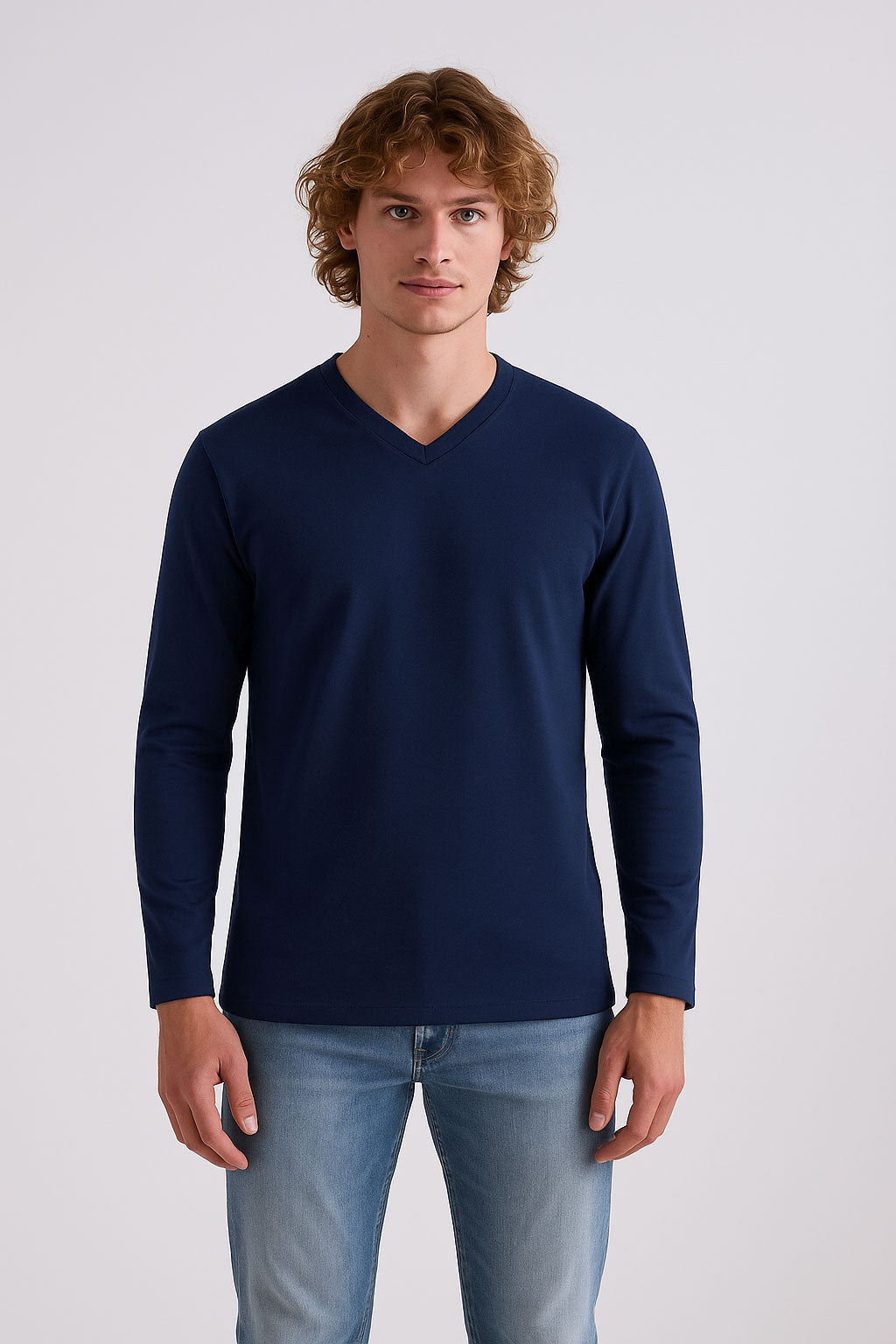 V-Neck Full Sleeve Shirt | Navy Blue V Neck T-Shirts