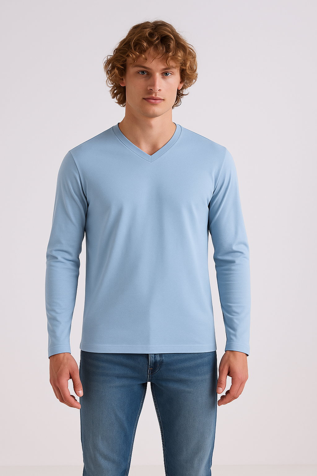 V-Neck Full Sleeve Shirt | Aqua V Neck T-Shirts