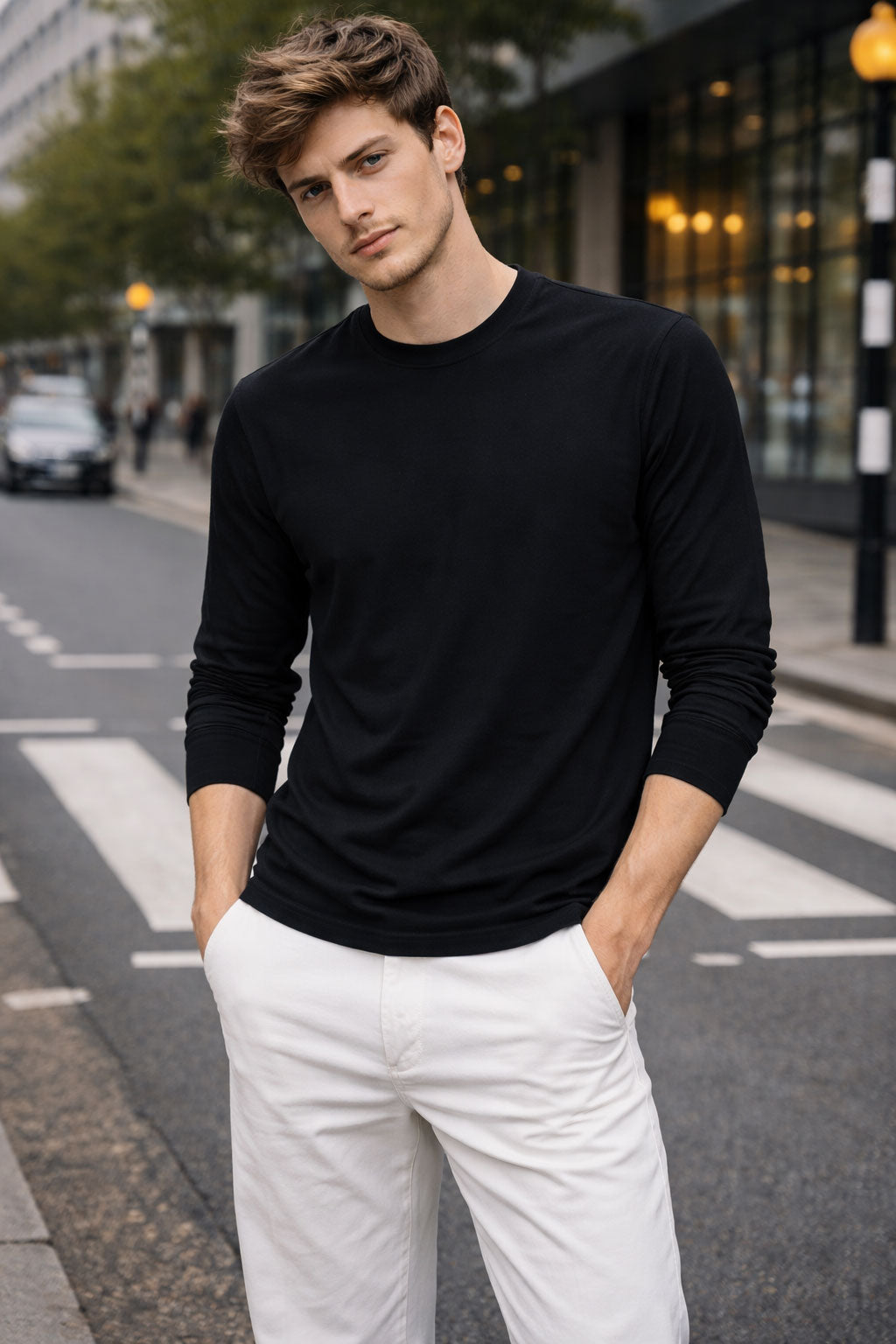 Black Full Sleeve T-Shirt for Men and Women – Premium Ribbed Cuffs