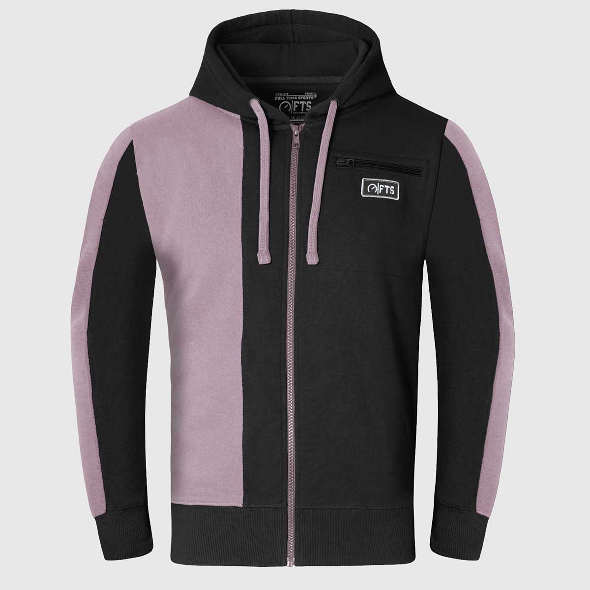 Black Mouve Panel Zip Hoodie for Men and Women - Hooded Zipper