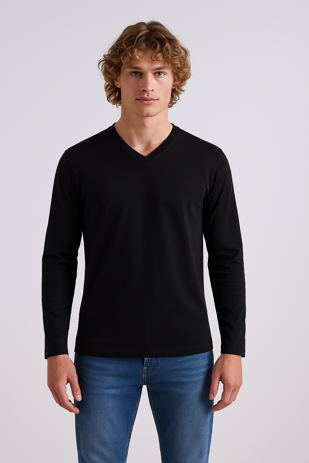 V-Neck Full Sleeve Shirt | Black V Neck T-Shirts