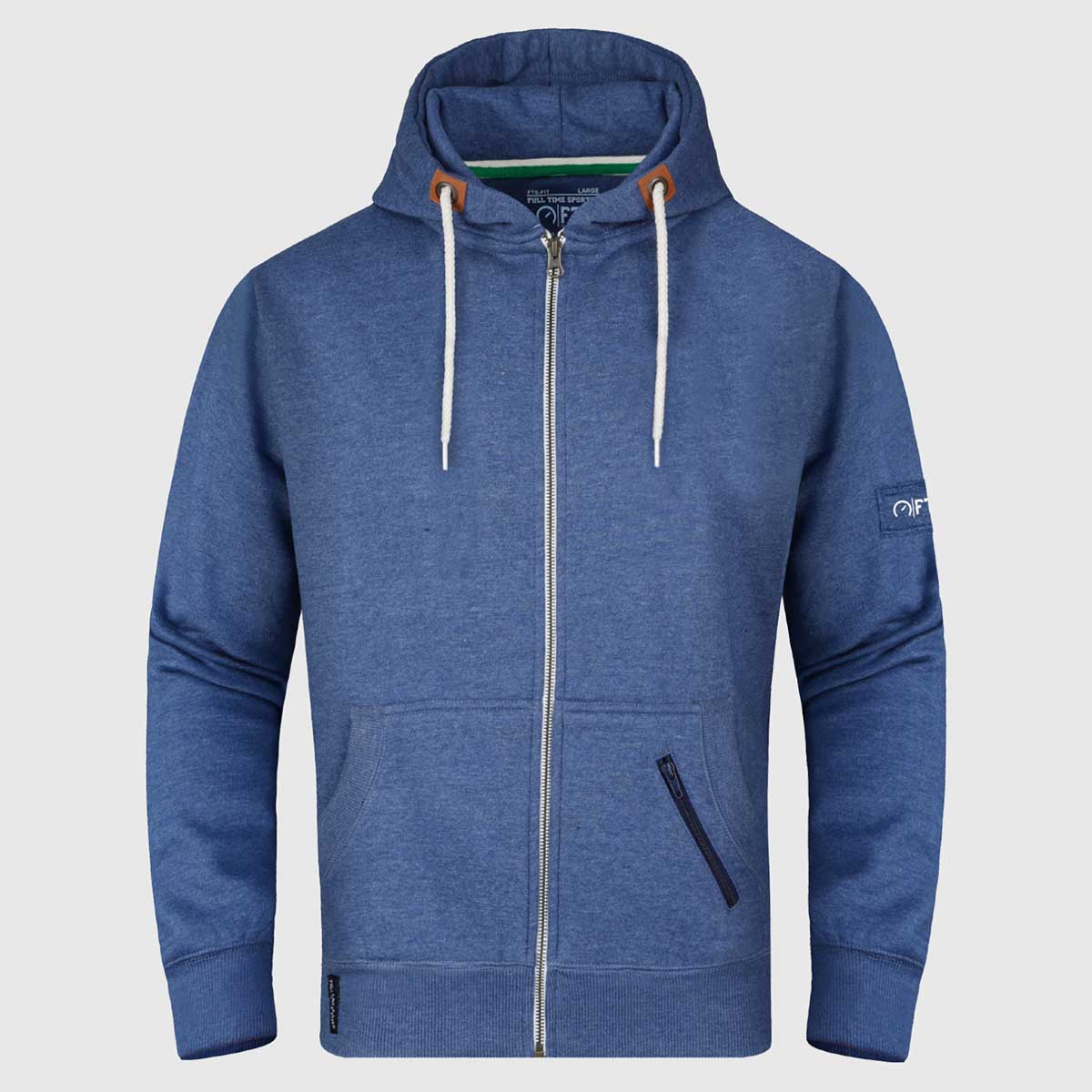 Blue Melange Zip Hoodie for Men and Women - Hooded Zipper