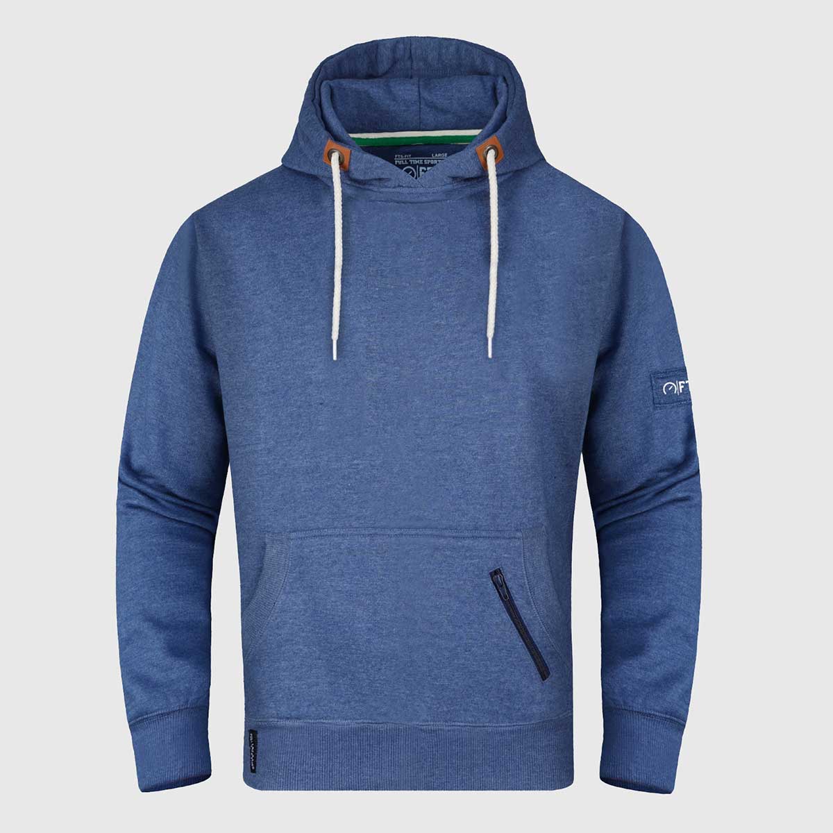 Blue Melange Pullover Hoodie for men and women - Plain Hooded Pullover