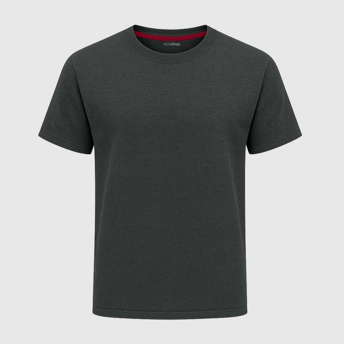Charcoal Round Neck Cotton T-Shirt for Men | Short Sleeves