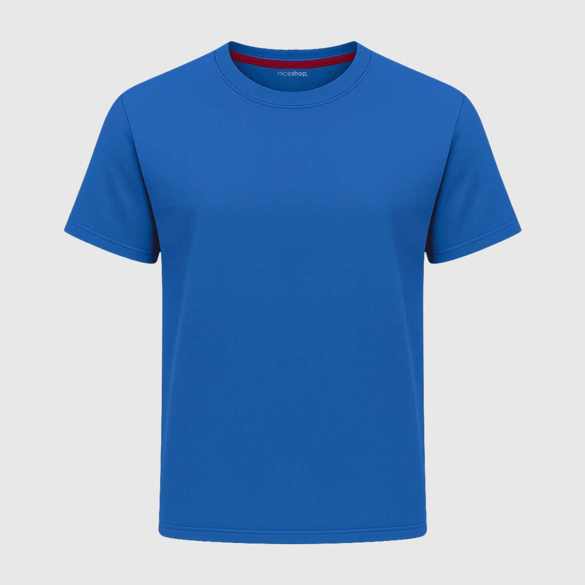 Dark Blue Round Neck Cotton T-Shirt for Men | Short Sleeves