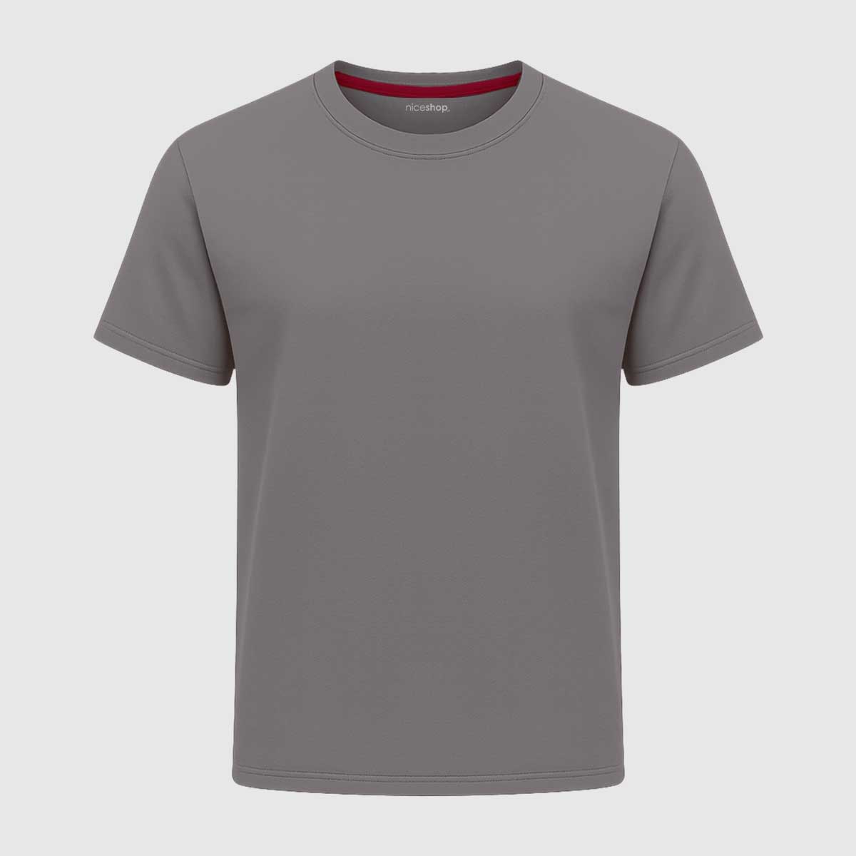 Dark Grey Round Neck Cotton T-Shirt for Men | Short Sleeves
