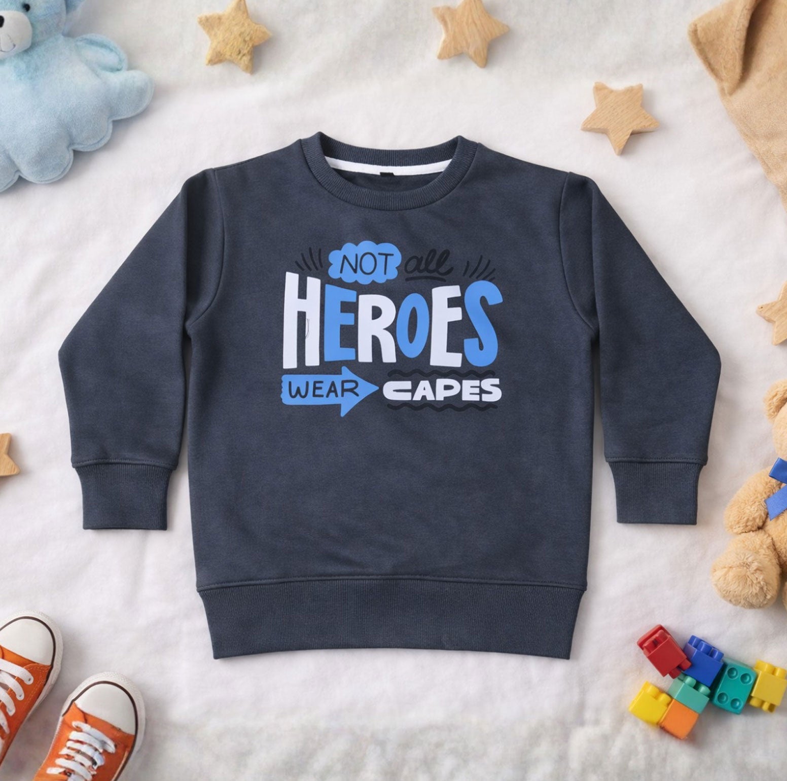 Kids Winter Sweatshirts Heroes Design Dark Grey Color for Boy and Girl