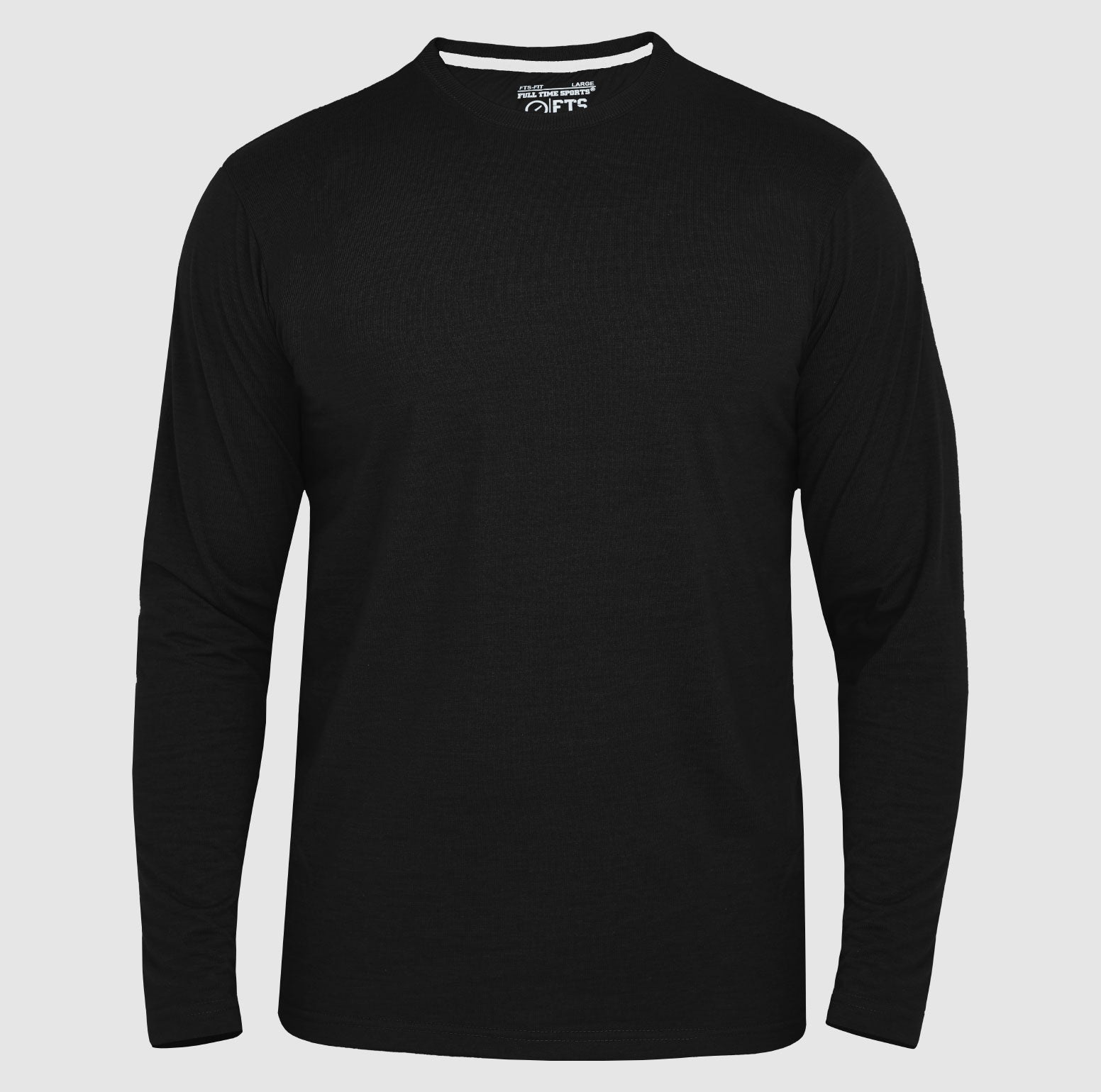 Full Sleeves T-Shirts | Black Round Neck Full Sleeves Shirt