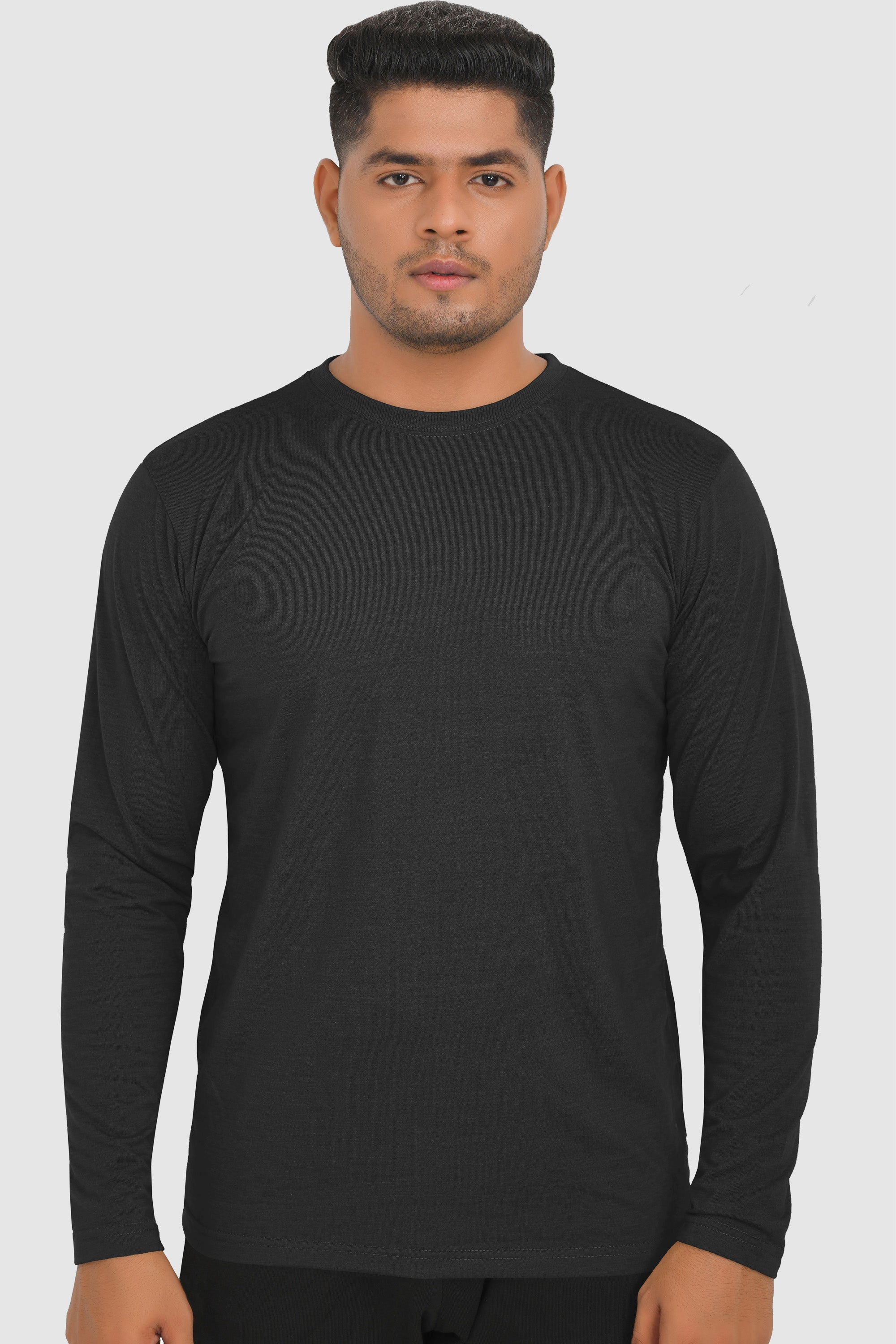 Full Sleeves T-Shirts | Charcoal Round Neck Full Sleeves Shirt