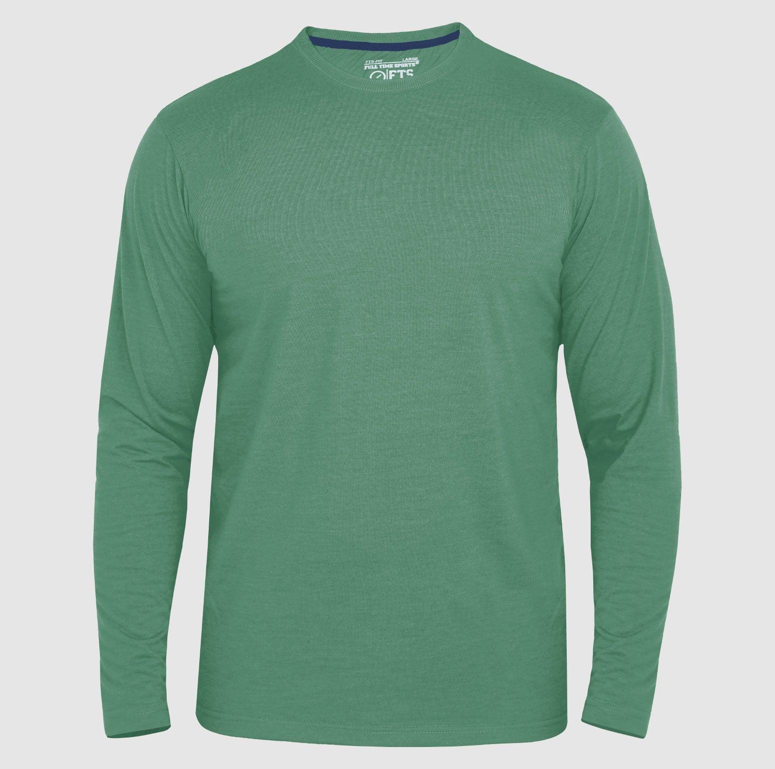 Full Sleeves T-Shirts | Green Melange Round Neck Full Sleeves Shirt