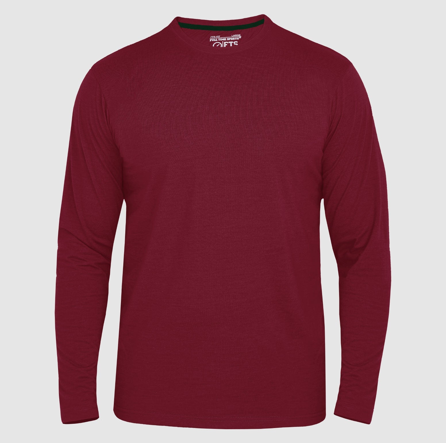 Full Sleeves T-Shirts | Maroon Round Neck Full Sleeves Shirt