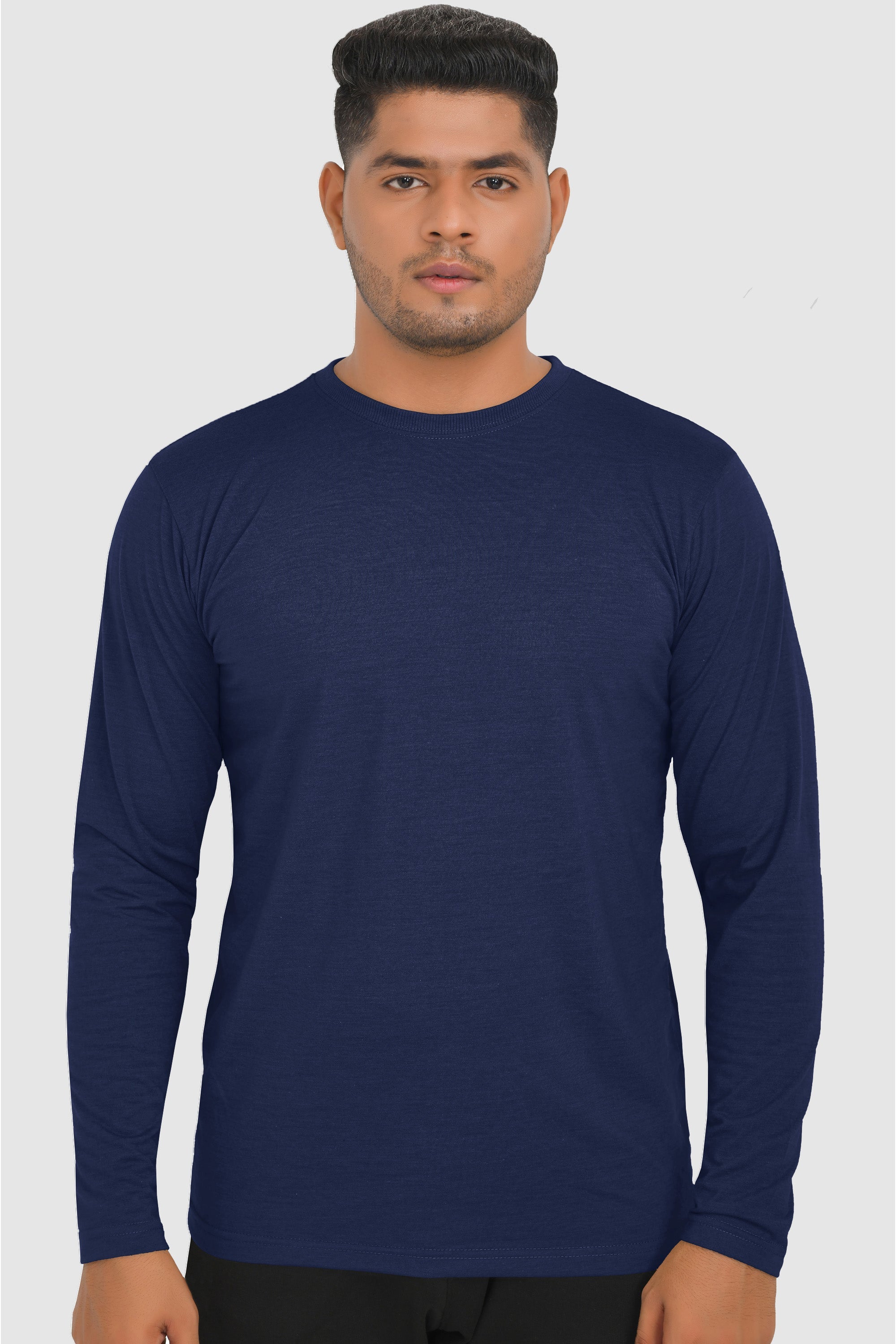 Full Sleeves T-Shirts | Navy Blue Round Neck Full Sleeves Shirt