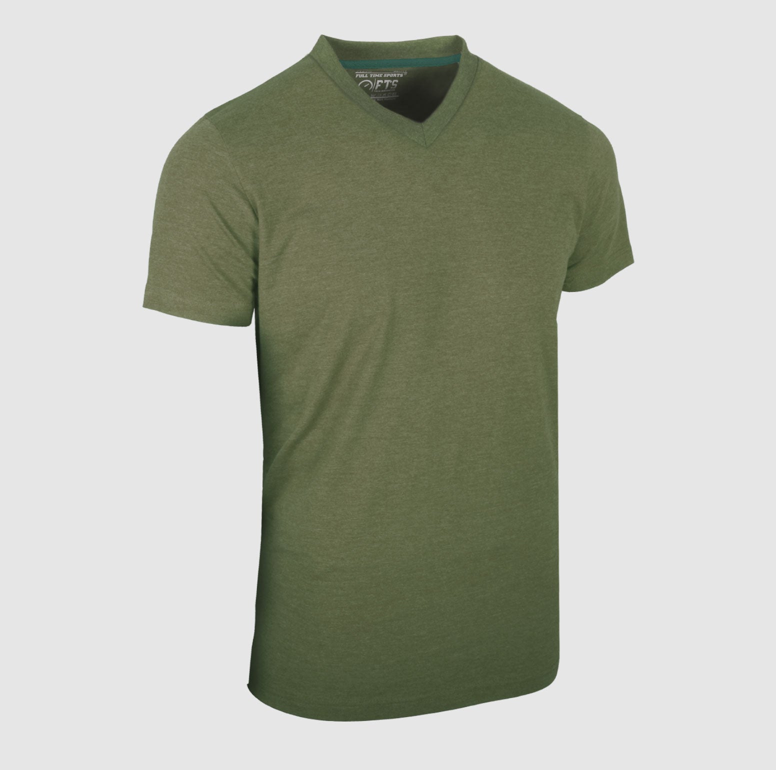 Green Melange V Neck Short Sleeve T-Shirts | Comfortable Half Sleeves V-Neck Shirts