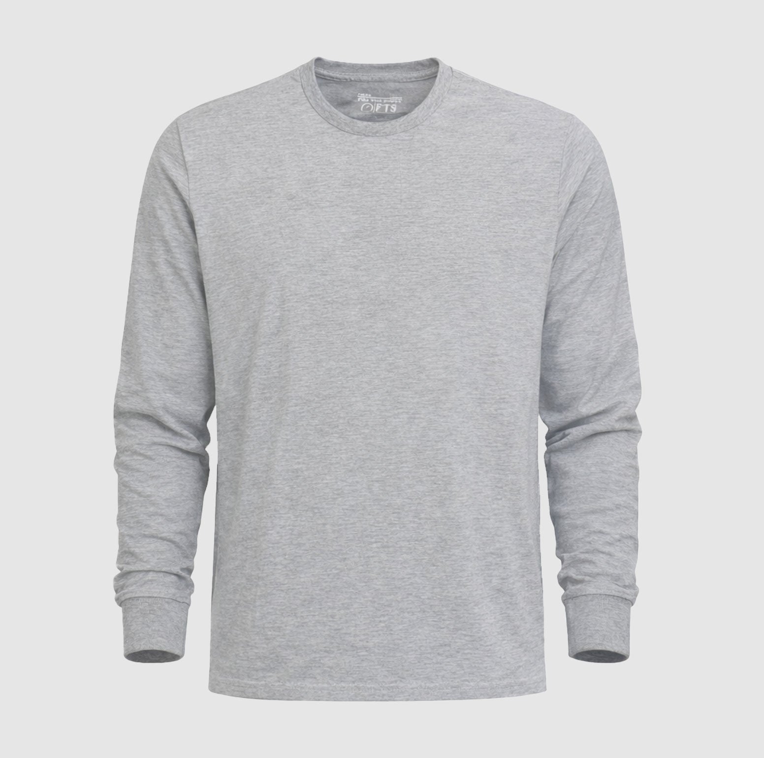Grey Melange Full Sleeve T-Shirt for Men and Women Premium Ribbed Cuffs