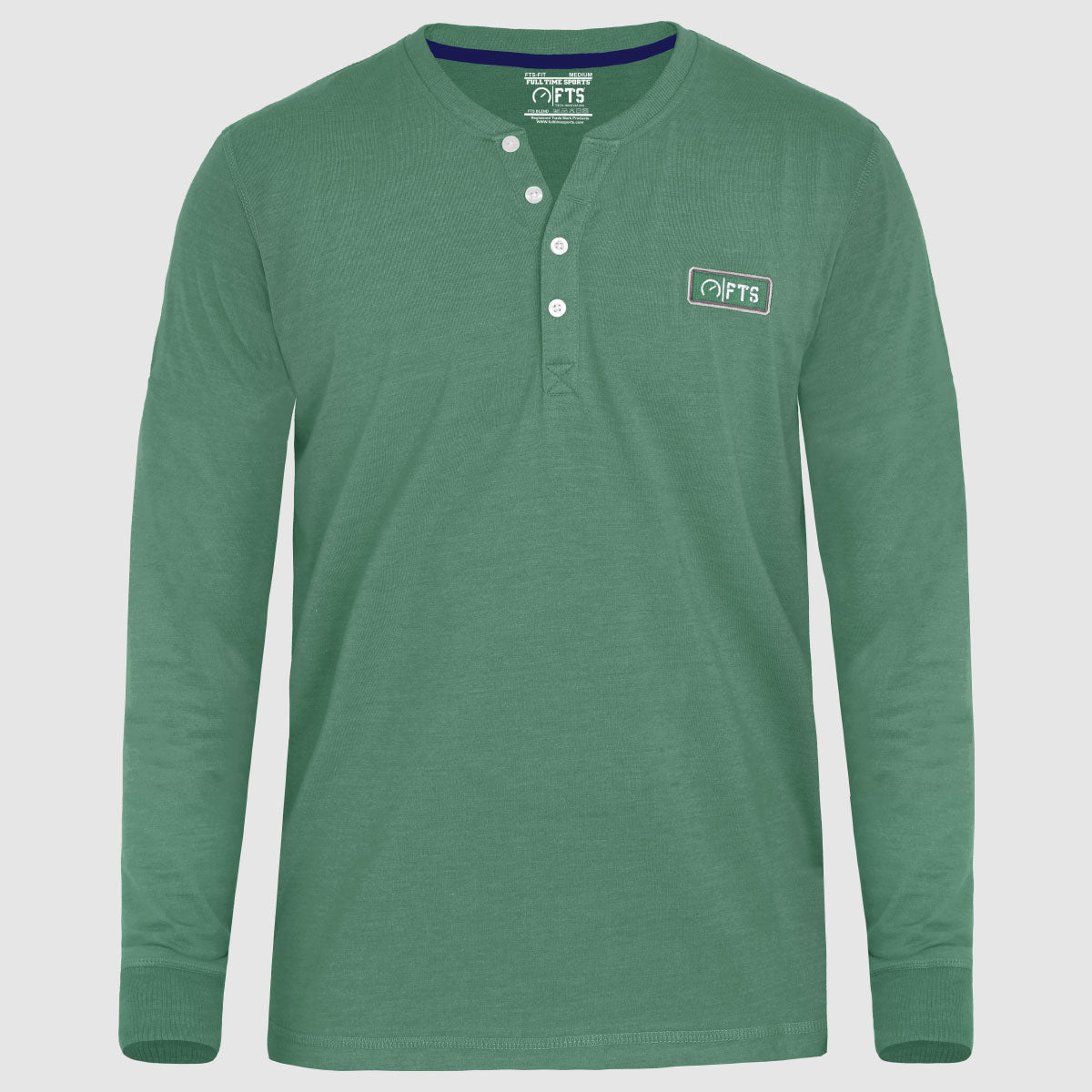 Henley Full Sleeves T-Shirts | Green Melange Full Sleeves Henley Shirt