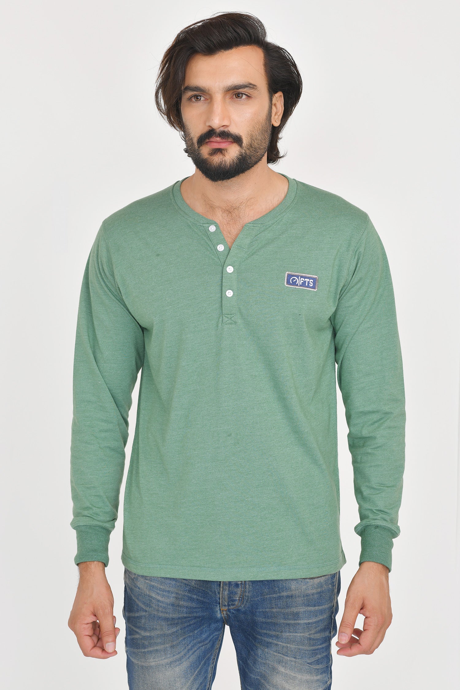 Henley Full Sleeves T-Shirts | Slate Full Sleeves Henley Shirt
