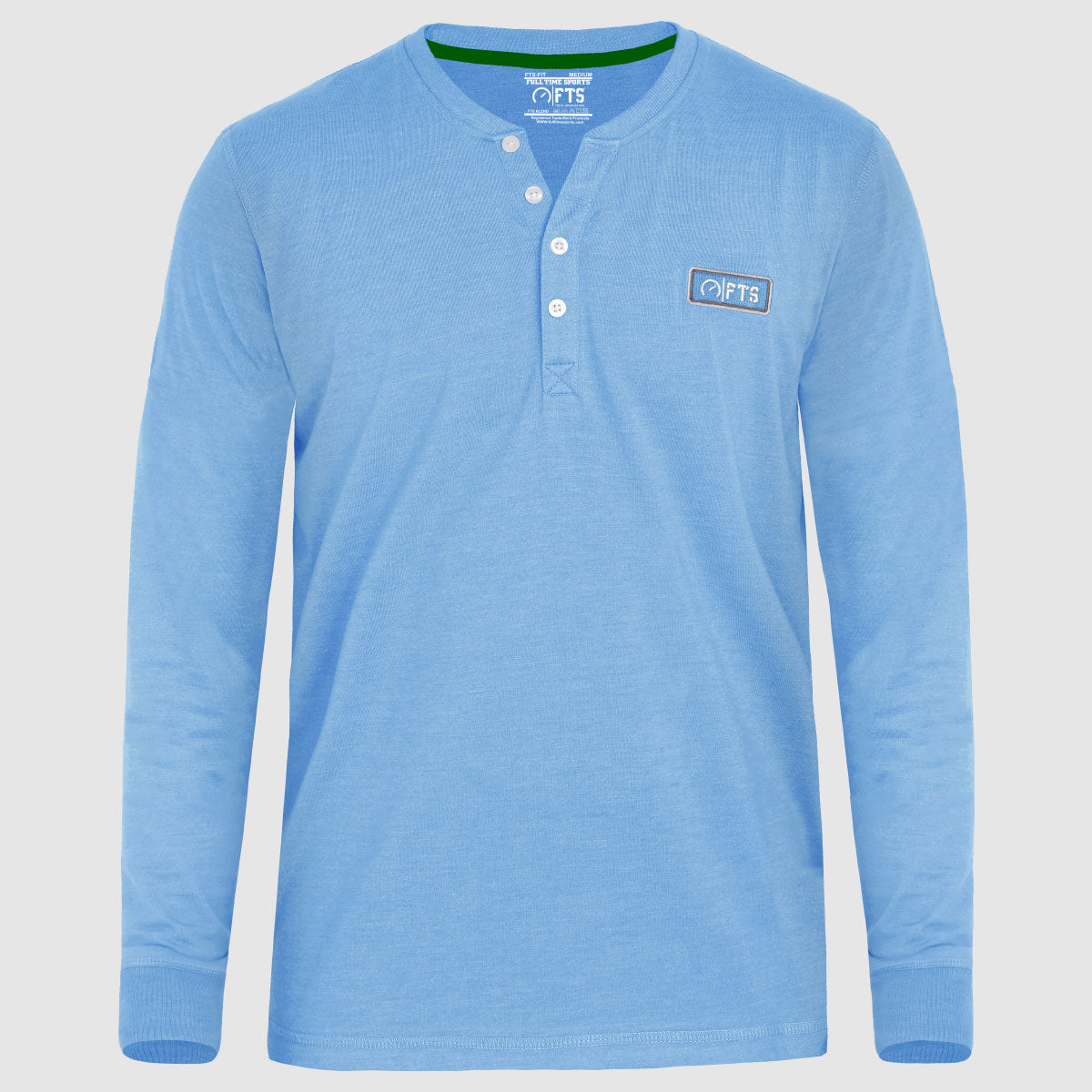 Henley Full Sleeves T-Shirts | Lite Blue Full Sleeves Henley Shirt