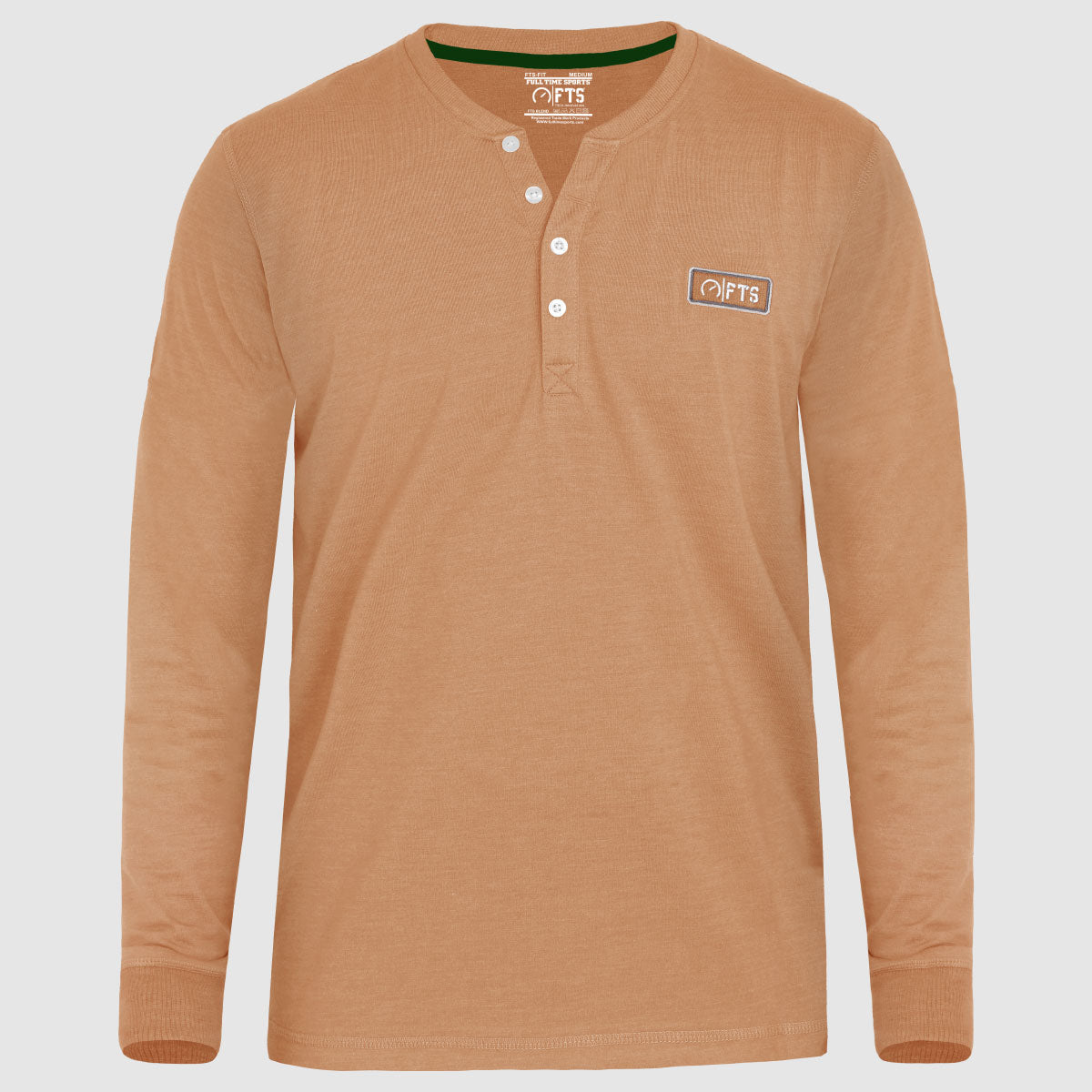 Henley Full Sleeves T-Shirts | Tan Full Sleeves Henley Shirt