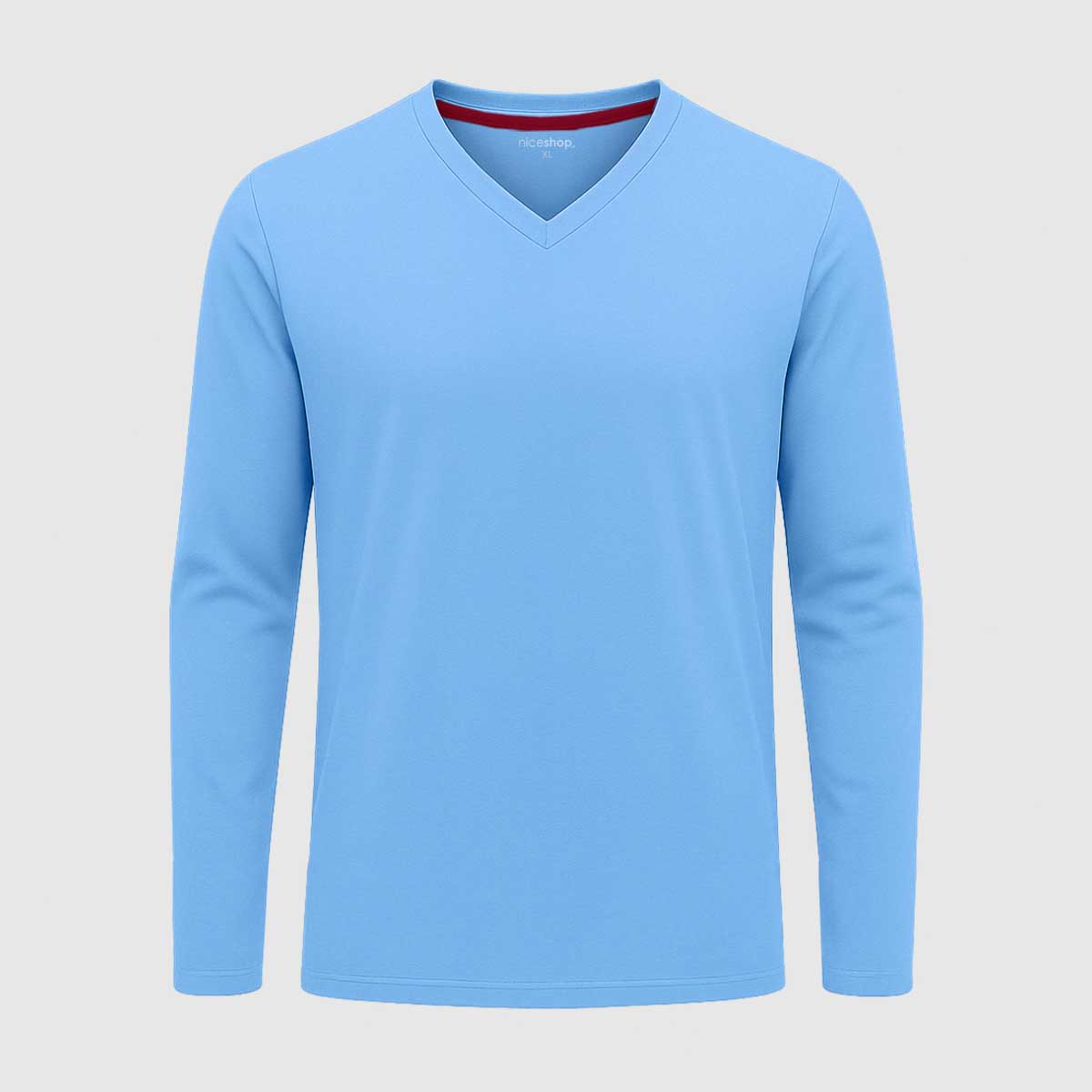V-Neck Full Sleeve Shirt | Lite Blue V Neck T-Shirts