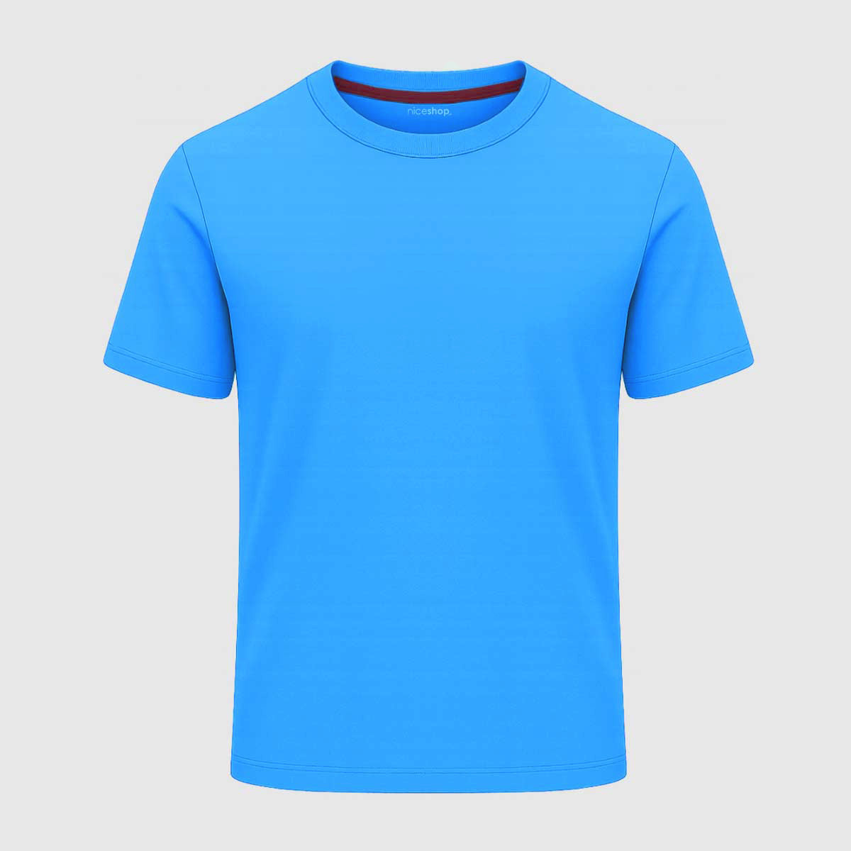 Lite Blue Round Neck Cotton T-Shirt for Men | Short Sleeves