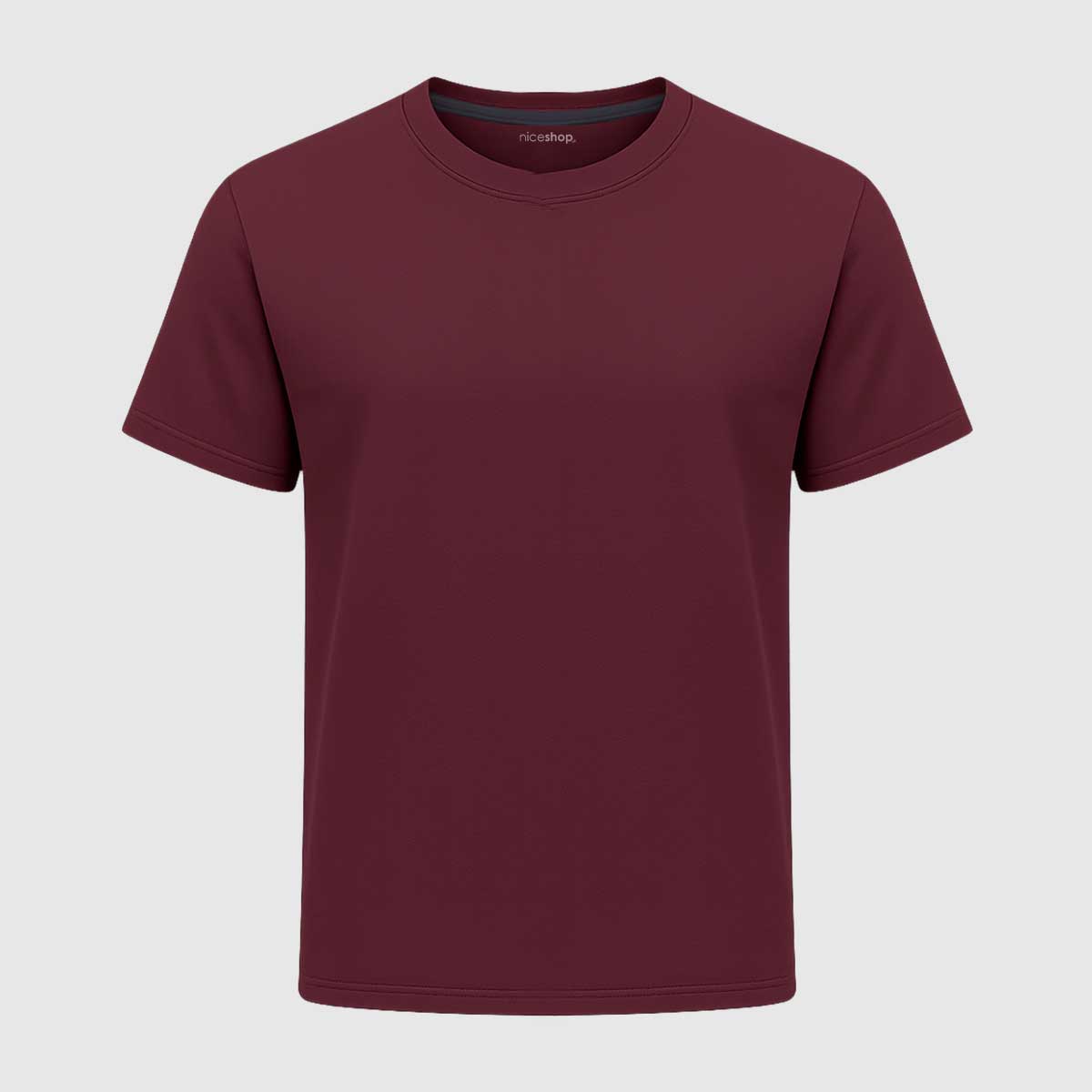 Maroon Round Neck Cotton T-Shirt for Men | Short Sleeves