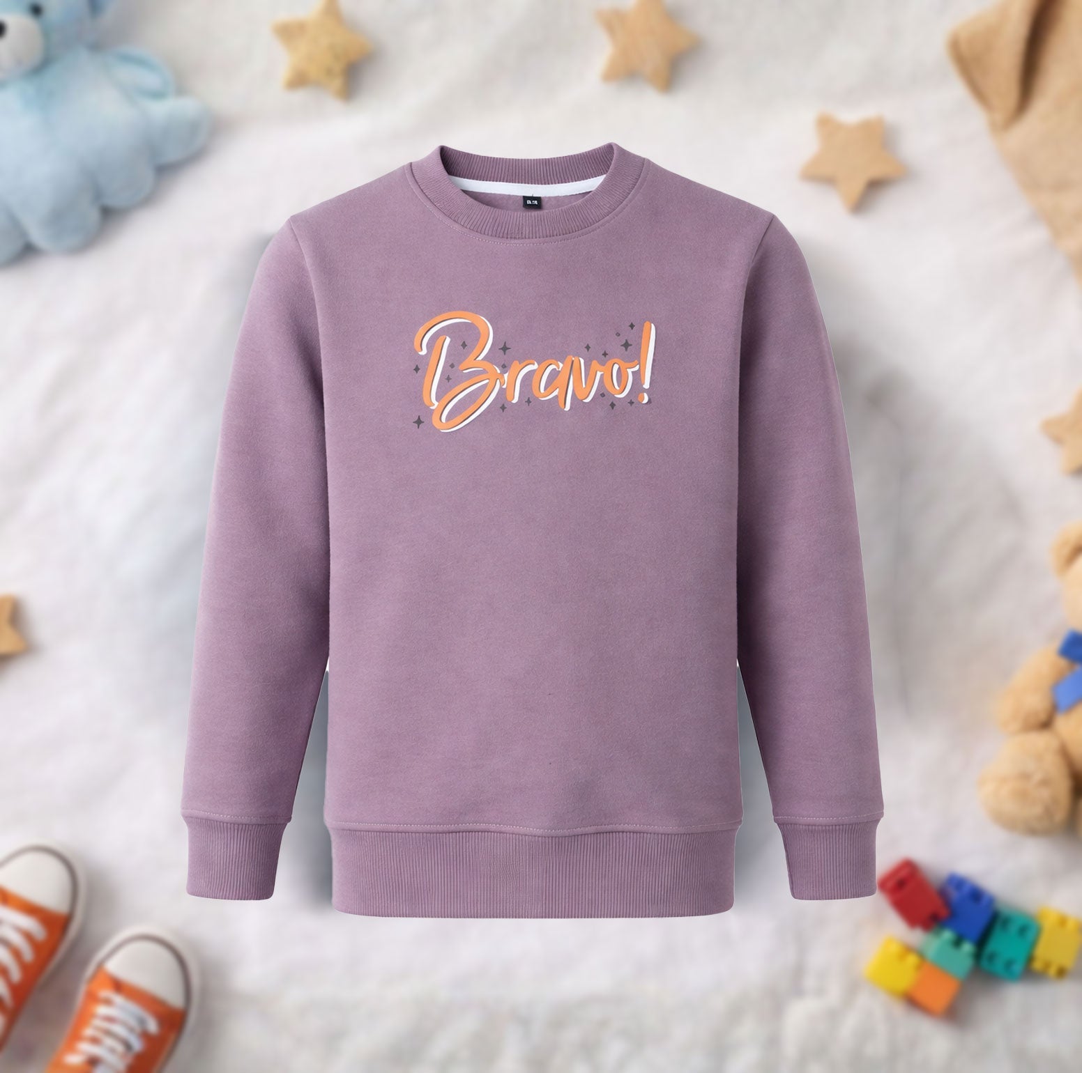 Kids Winter Sweatshirts Bravo Design Mouve Color for Boy and Girl