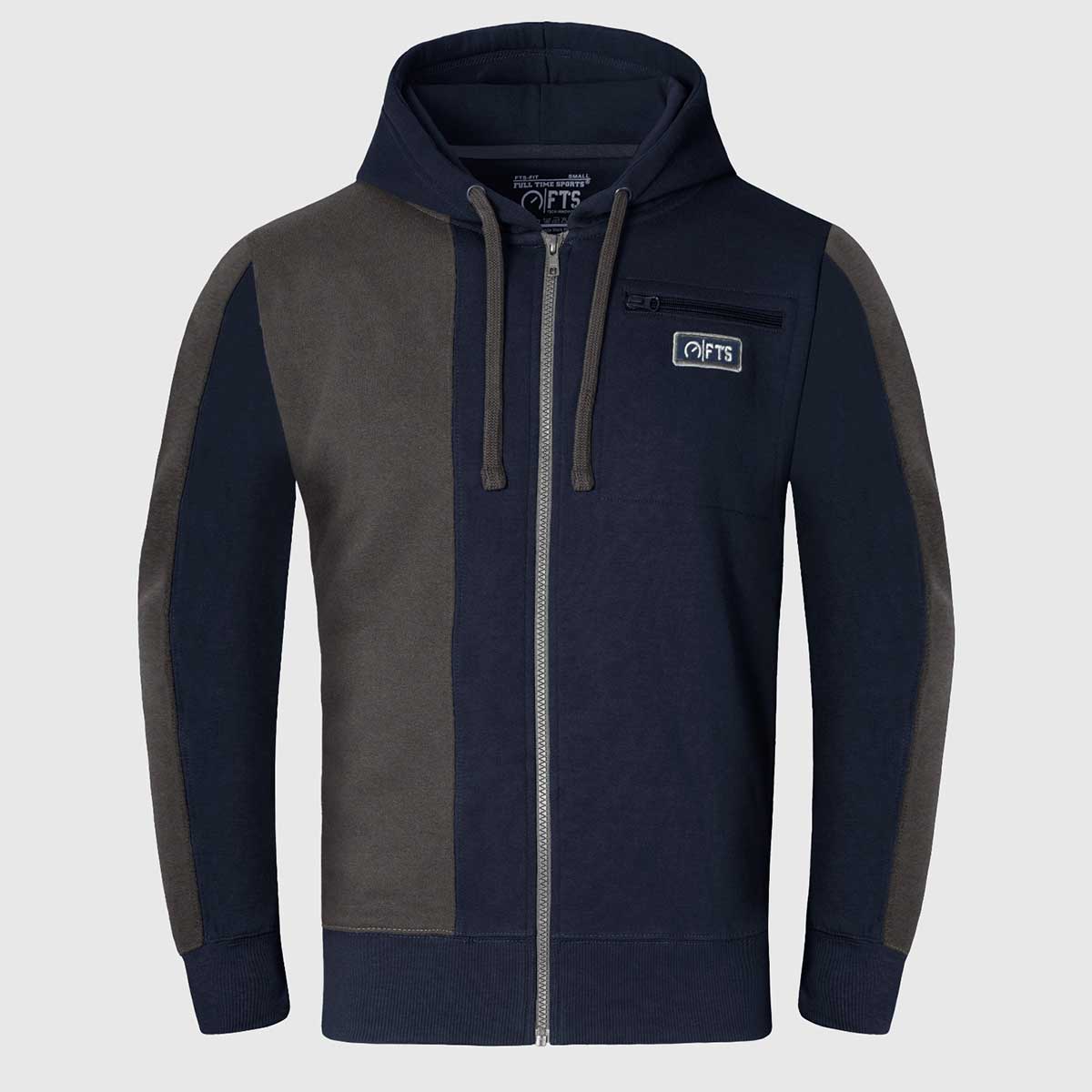 Navy Charcoal Panel Zip Hoodie for Men and Women - Hooded Zipper