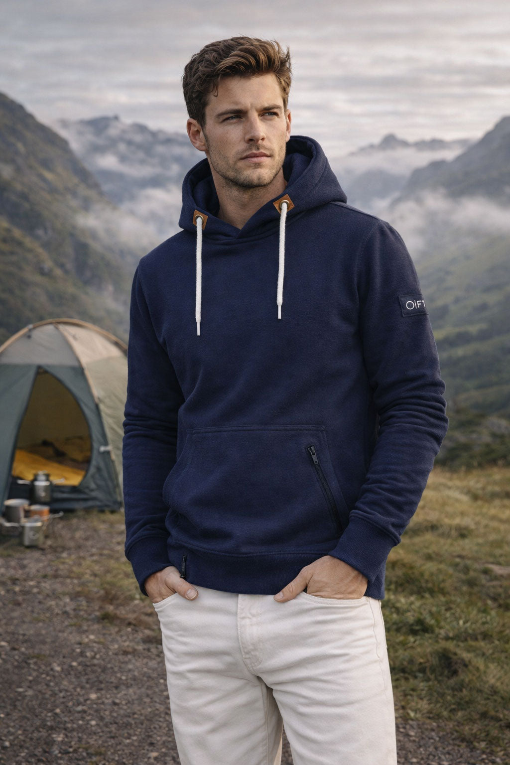 Navy Pullover Hoodie for men and women - Plain Hooded Pullover