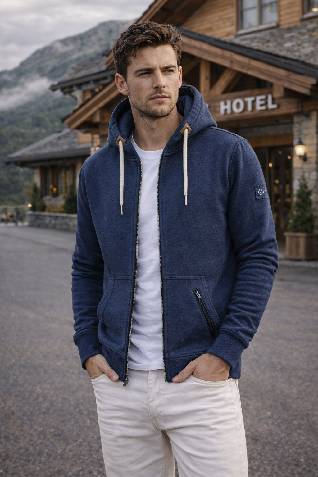 Navy Melange Zip Hoodie for Men and Women - Hooded Zipper