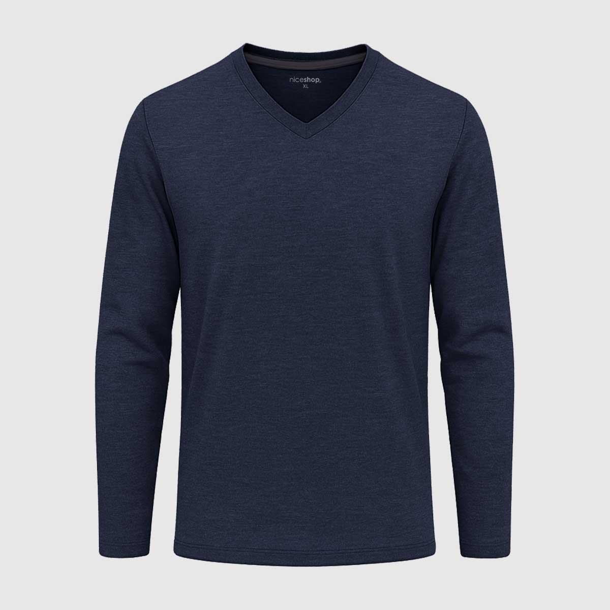 V-Neck Full Sleeve Shirt | Navy Melange V Neck T-Shirts