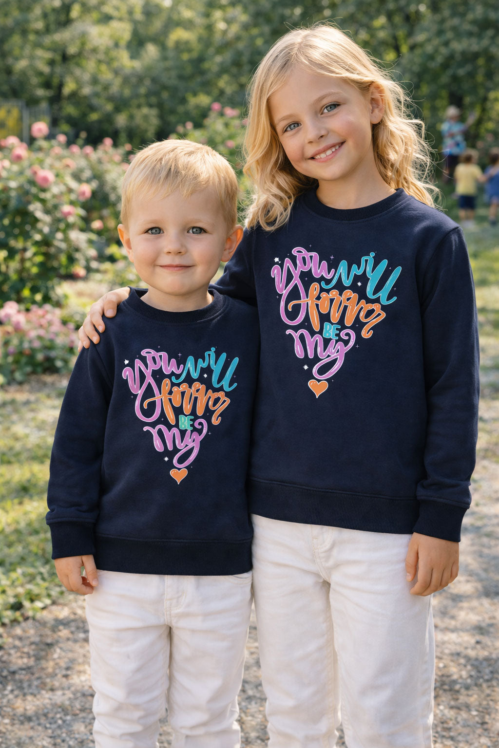 Kids Winter Sweatshirts Forever Design Navy Color for Boy and Girl