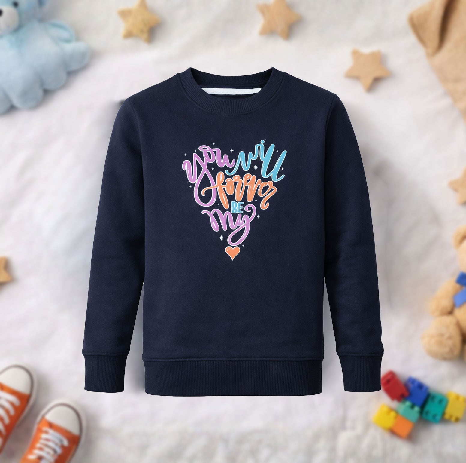 Kids Winter Sweatshirts Forever Design Navy Color for Boy and Girl