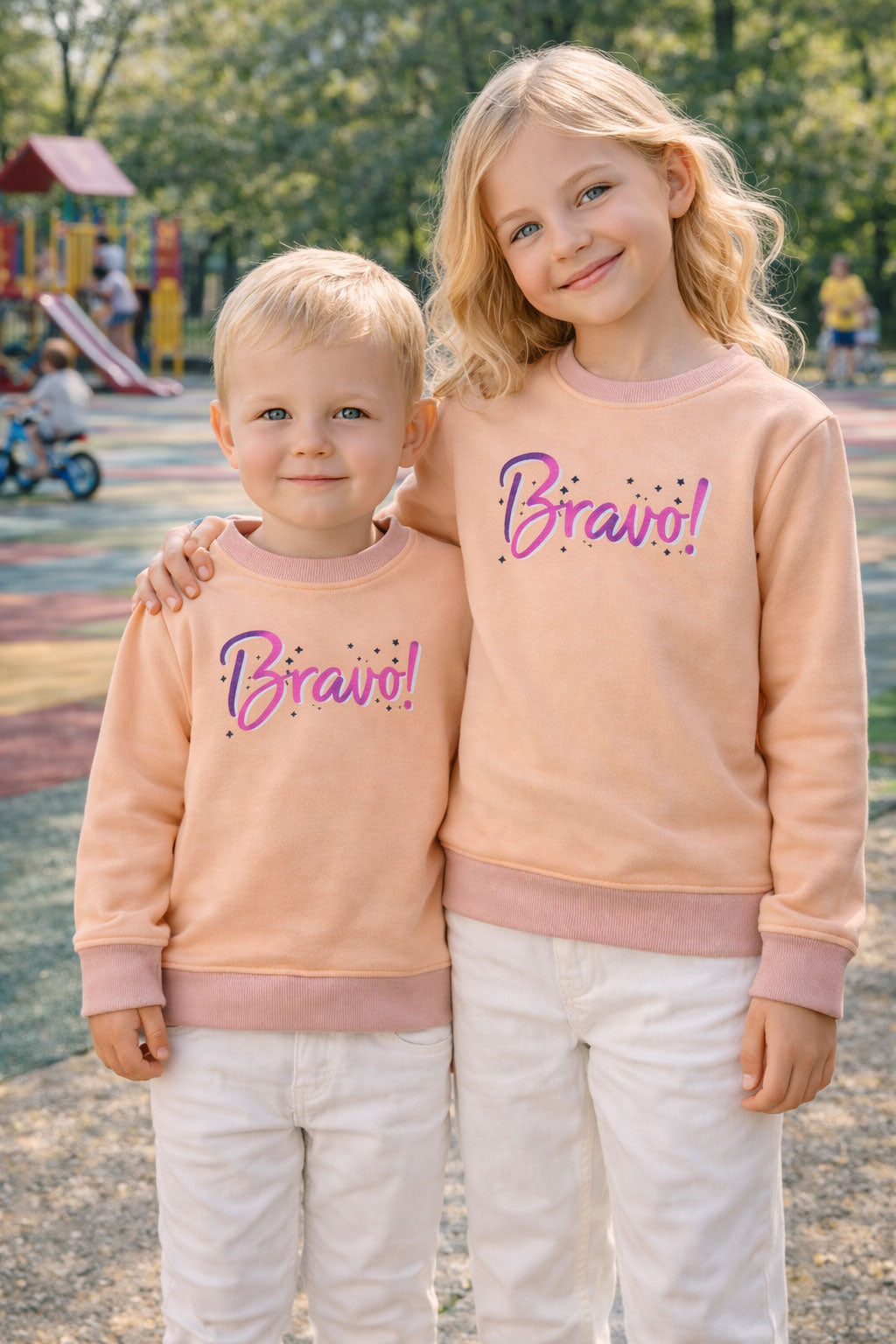 Kids Winter Sweatshirts Bravo Design Orange Color for Boy and Girl