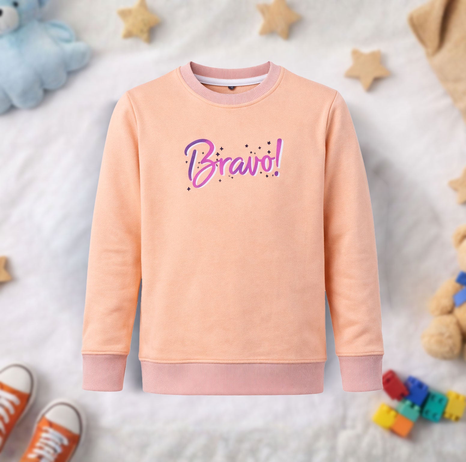 Kids Winter Sweatshirts Bravo Design Orange Color for Boy and Girl
