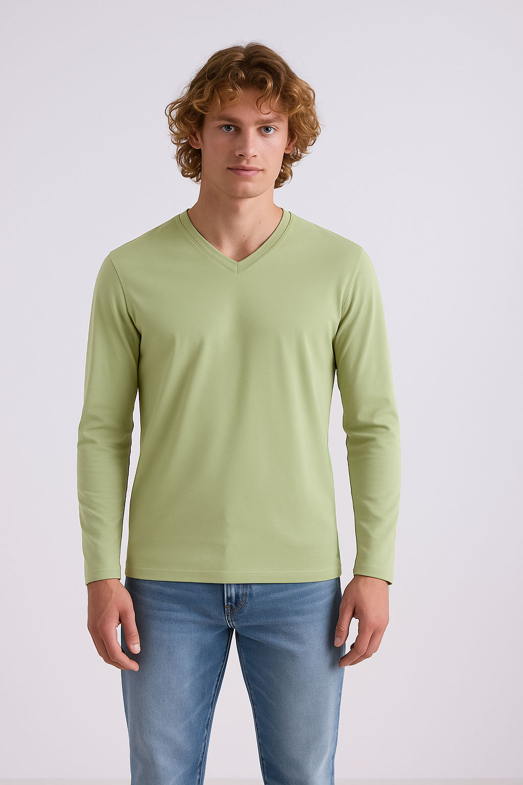 V-Neck Full Sleeve Shirt | Sea Green V Neck T-Shirts