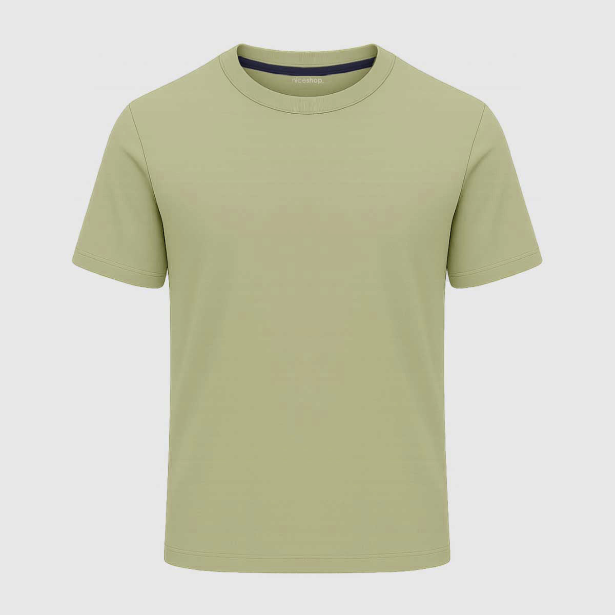 Sea Green Round Neck Cotton T-Shirt for Men | Short Sleeves
